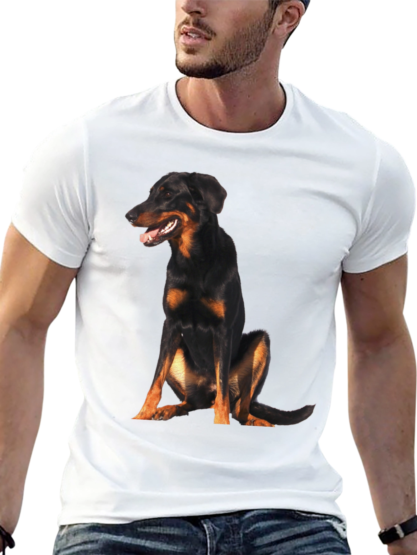 Beauceron Dog Graphic T-Shirt Black Casual Wear