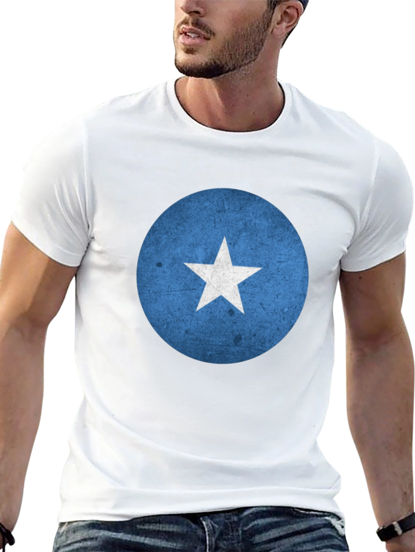 Somalia Flag Graphic Tee - Black Crew Neck T-Shirt