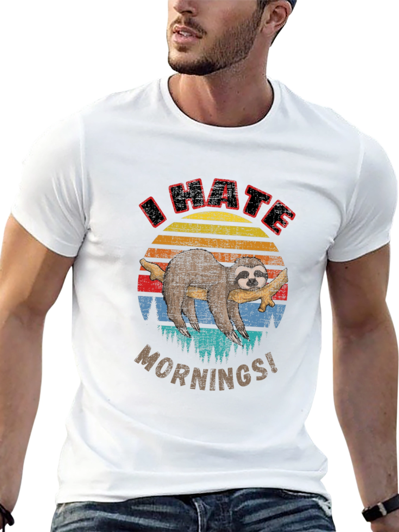 I Hate Mornings Sloth Graphic Tee