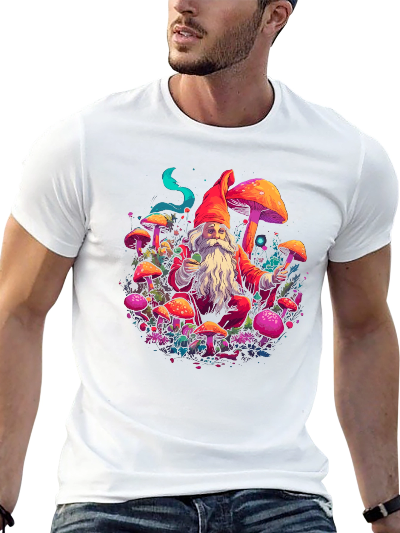 Mushroom Gnome Graphic Tee - Funky Design