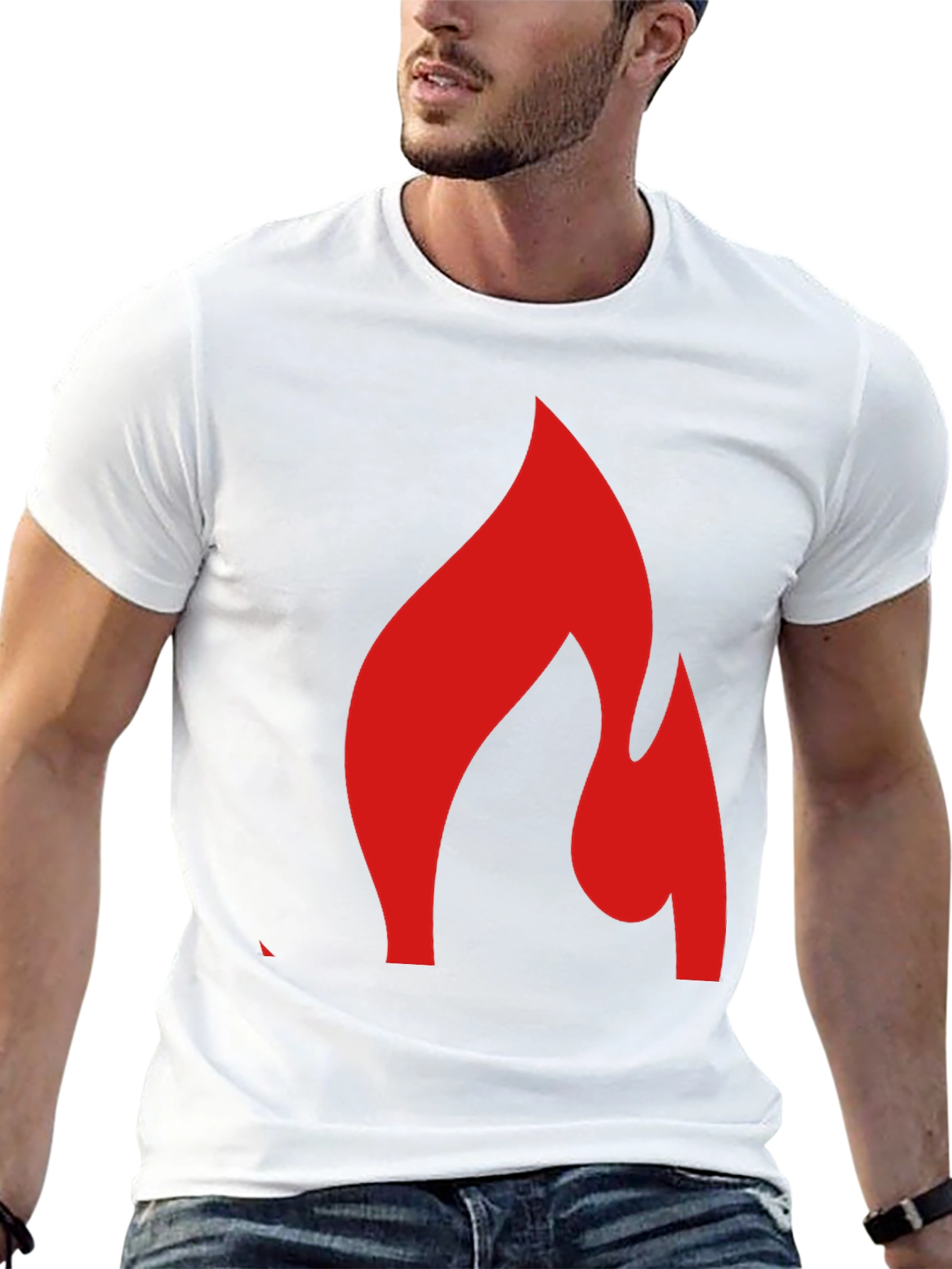 Bold Flame Graphic Tee - Black Cotton Blend Shirt