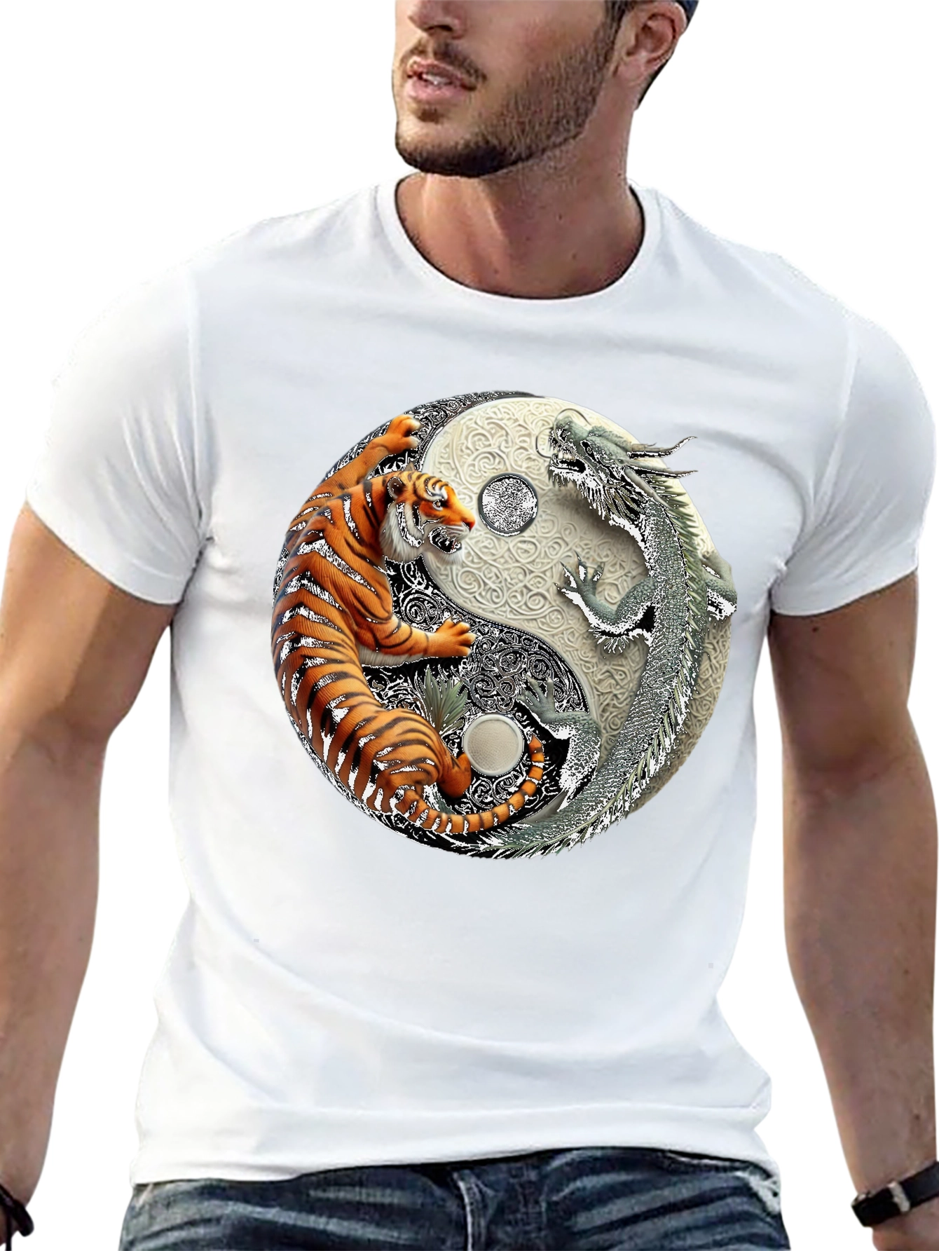 Yin Yang Tiger Dragon Graphic Tee