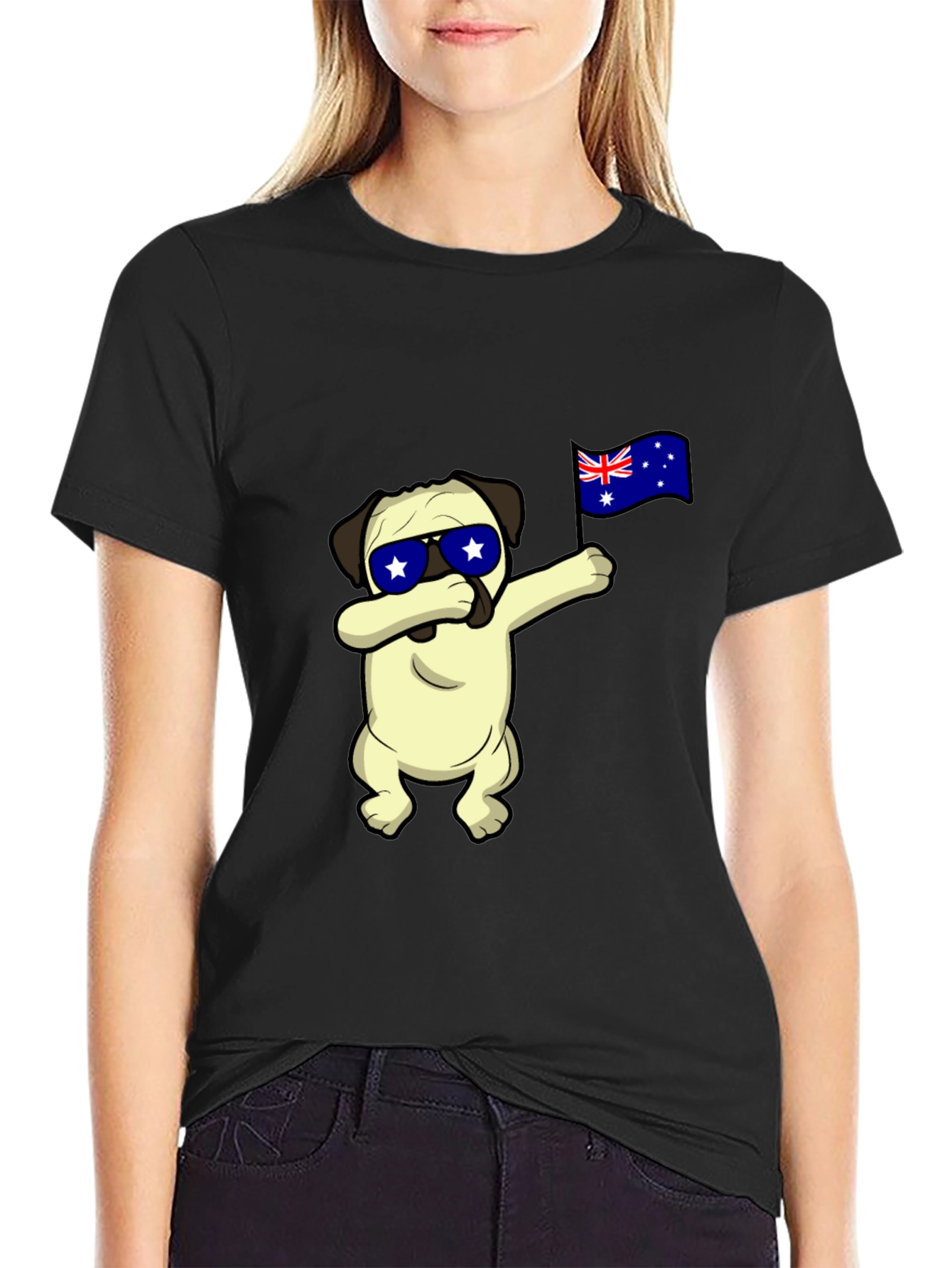 Dabbing Pug Australia Flag T-Shirt