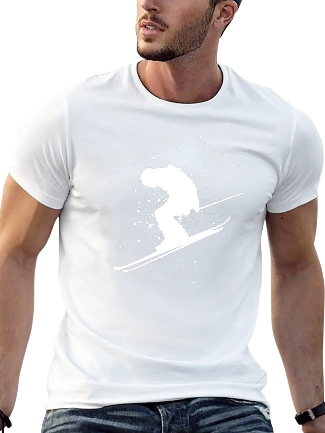 Skiing Silhouette T-Shirt - Black