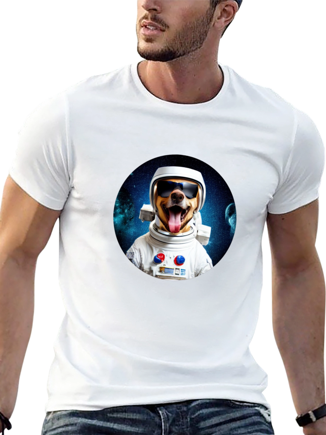 Dog Astronaut Graphic Tee - Mens Black T-Shirt