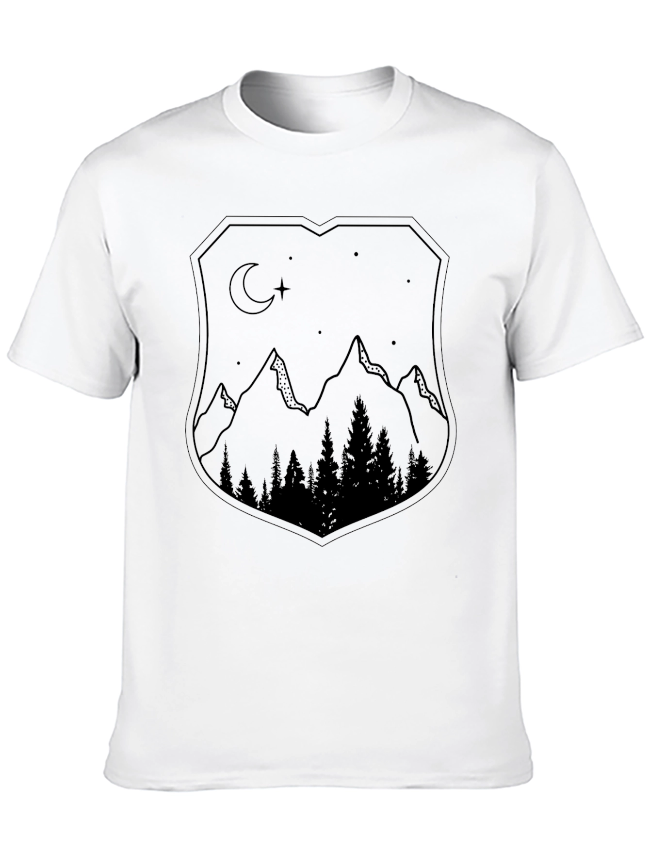 Mountain Night Scene Graphic Tee - Black Unisex Shirt
