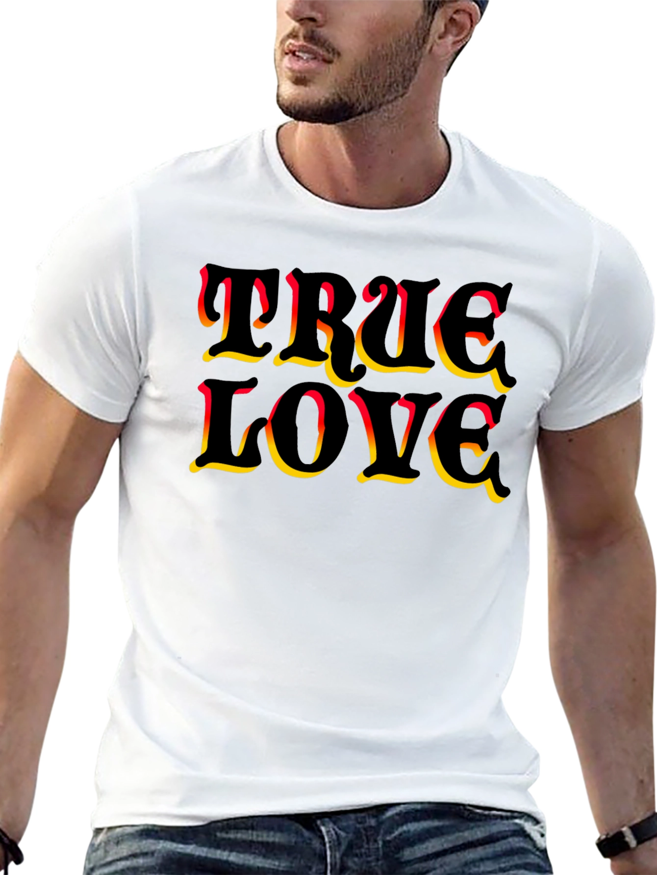 True Love Graphic Print Black T-Shirt