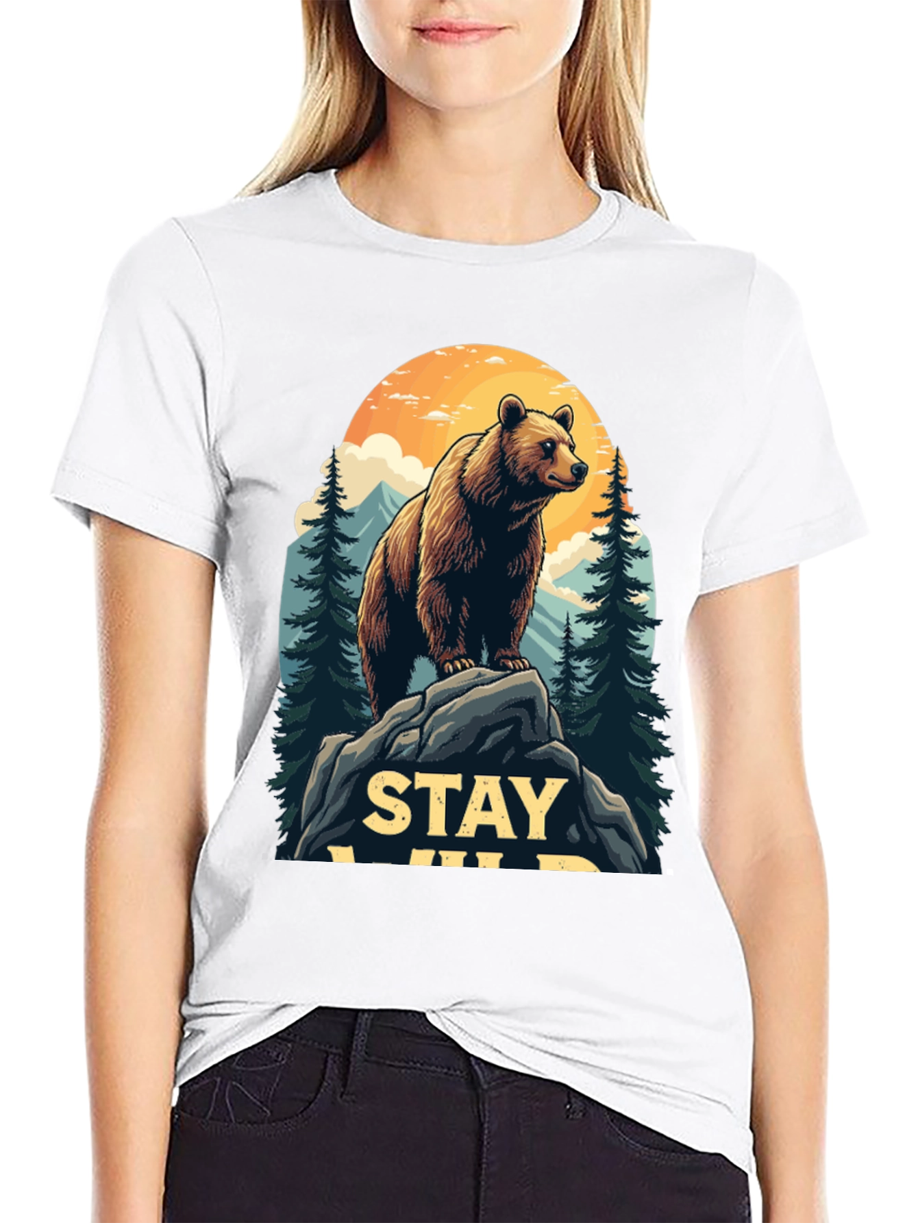 Stay Wild Bear Graphic Tee - Mens Black T-Shirt