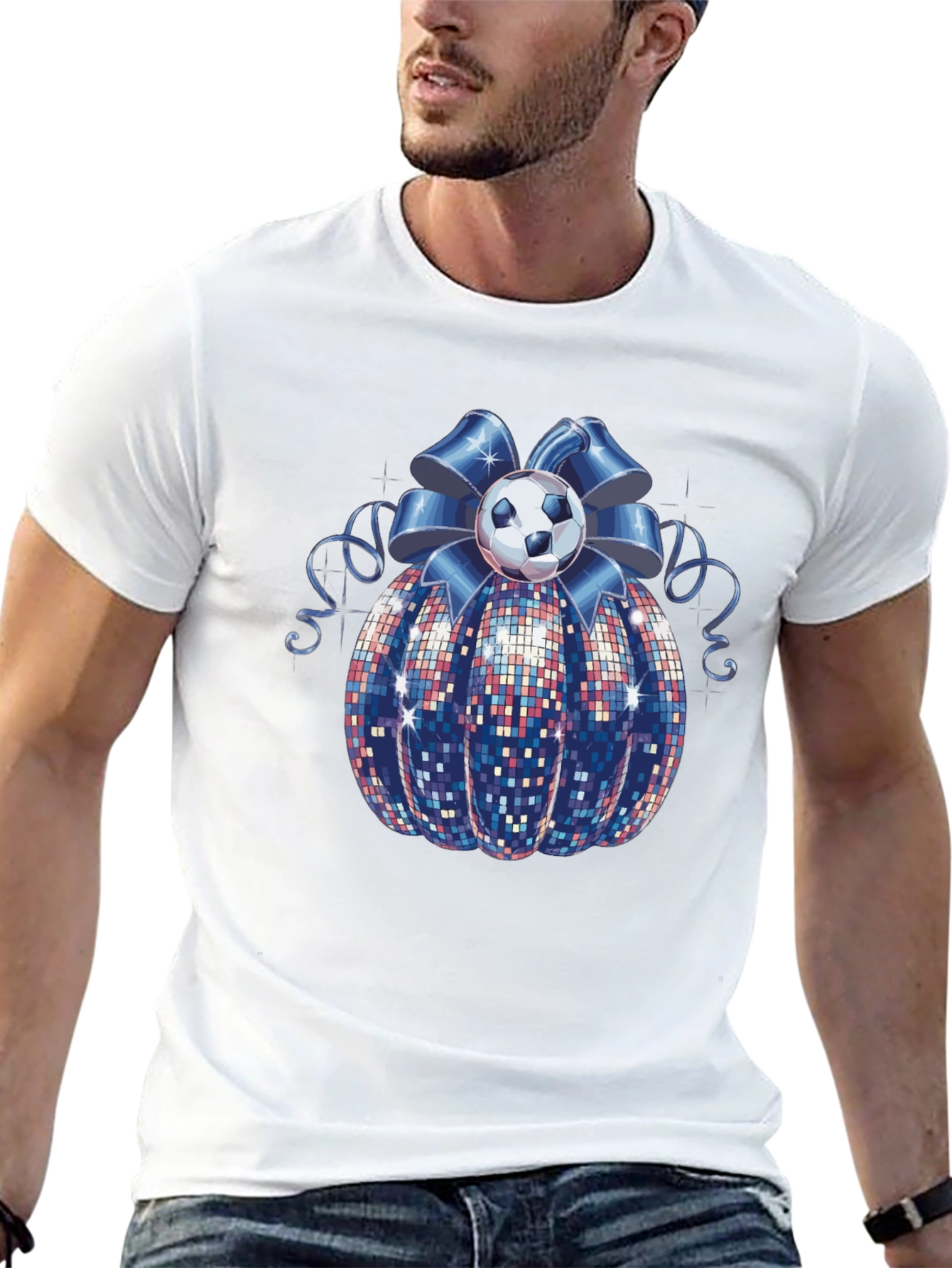 Festive Soccer Ball Bow T-Shirt