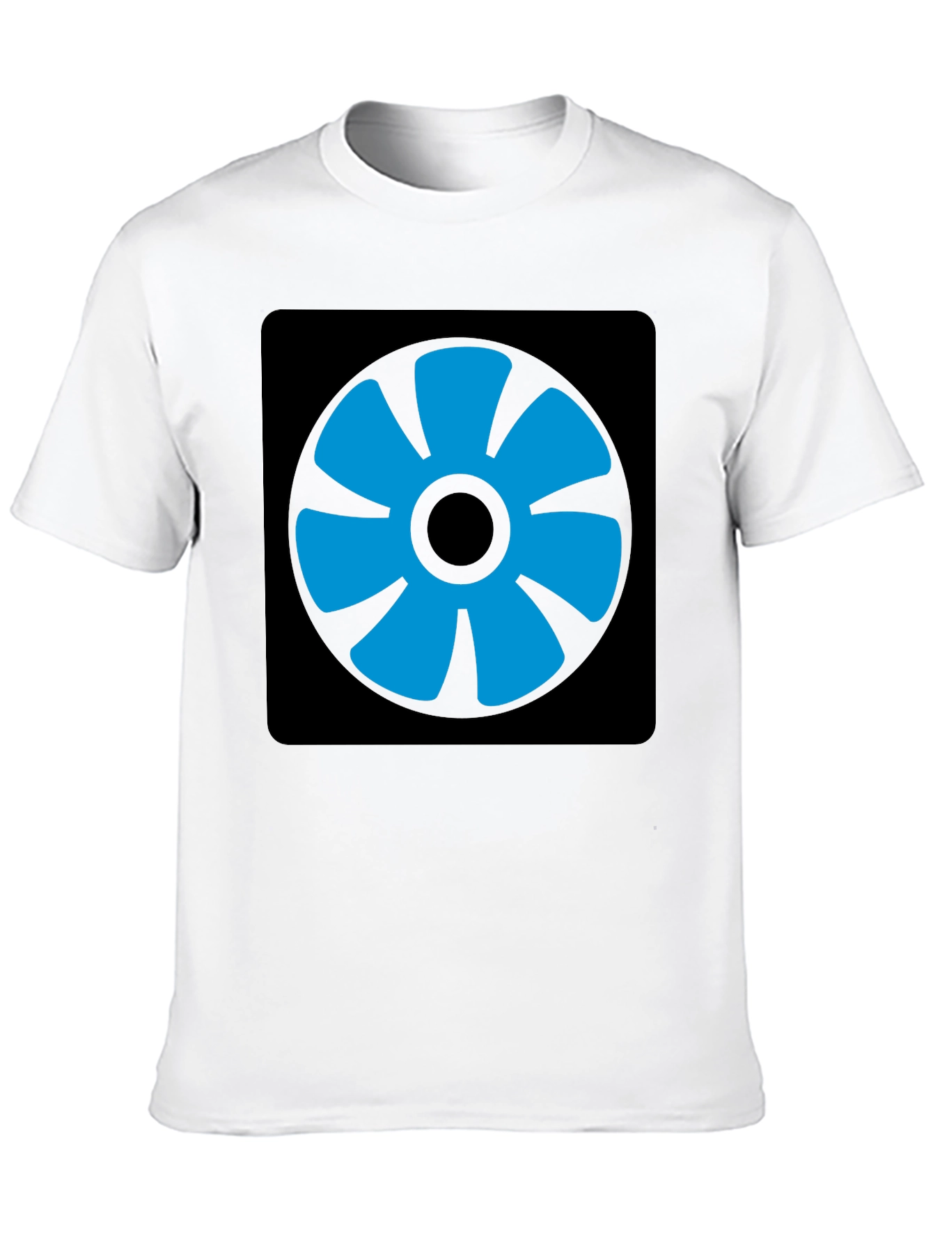 Blue Fan Graphic Black T-Shirt