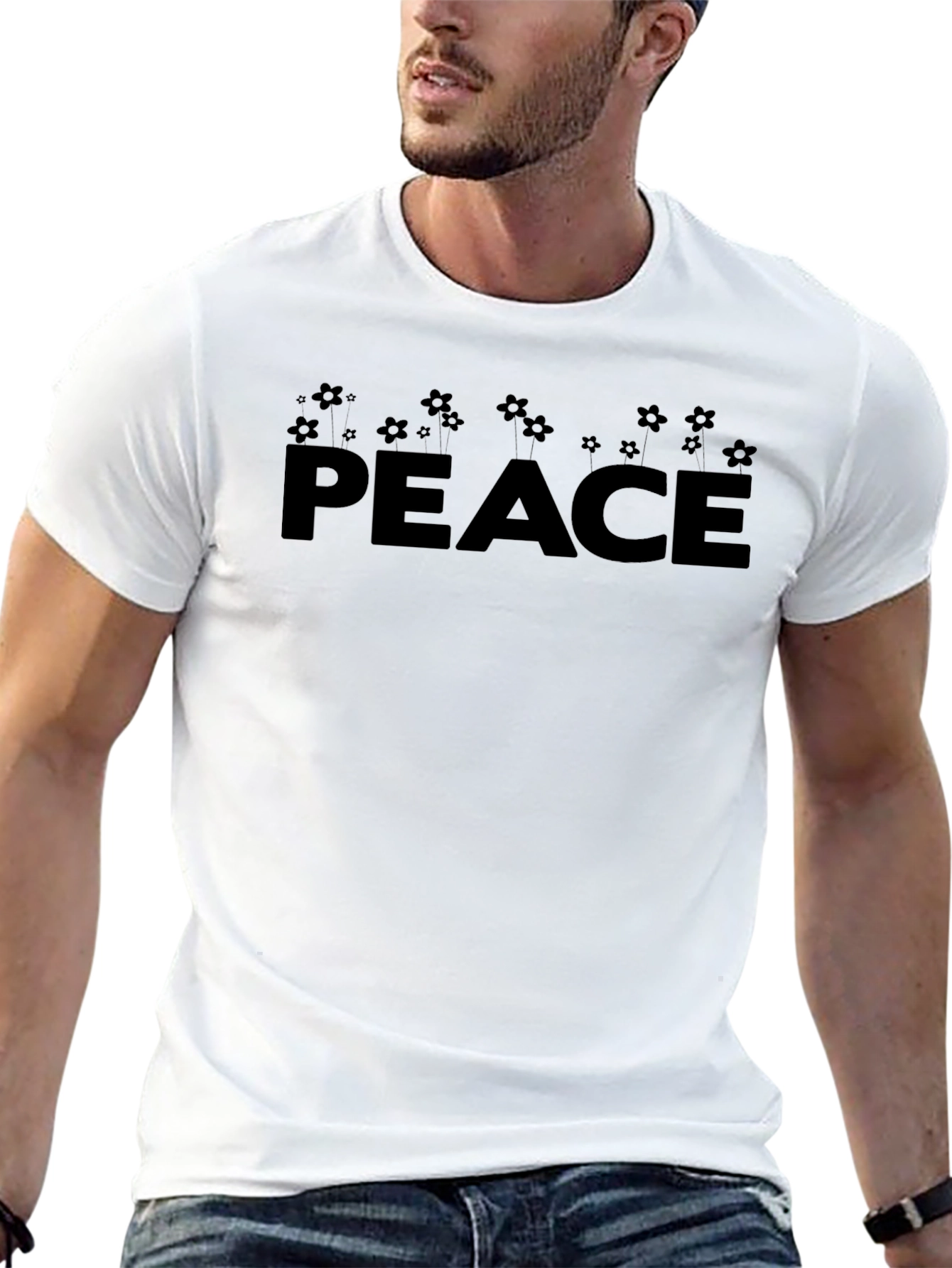 Peace Graphic Tee - Black Cotton T-Shirt