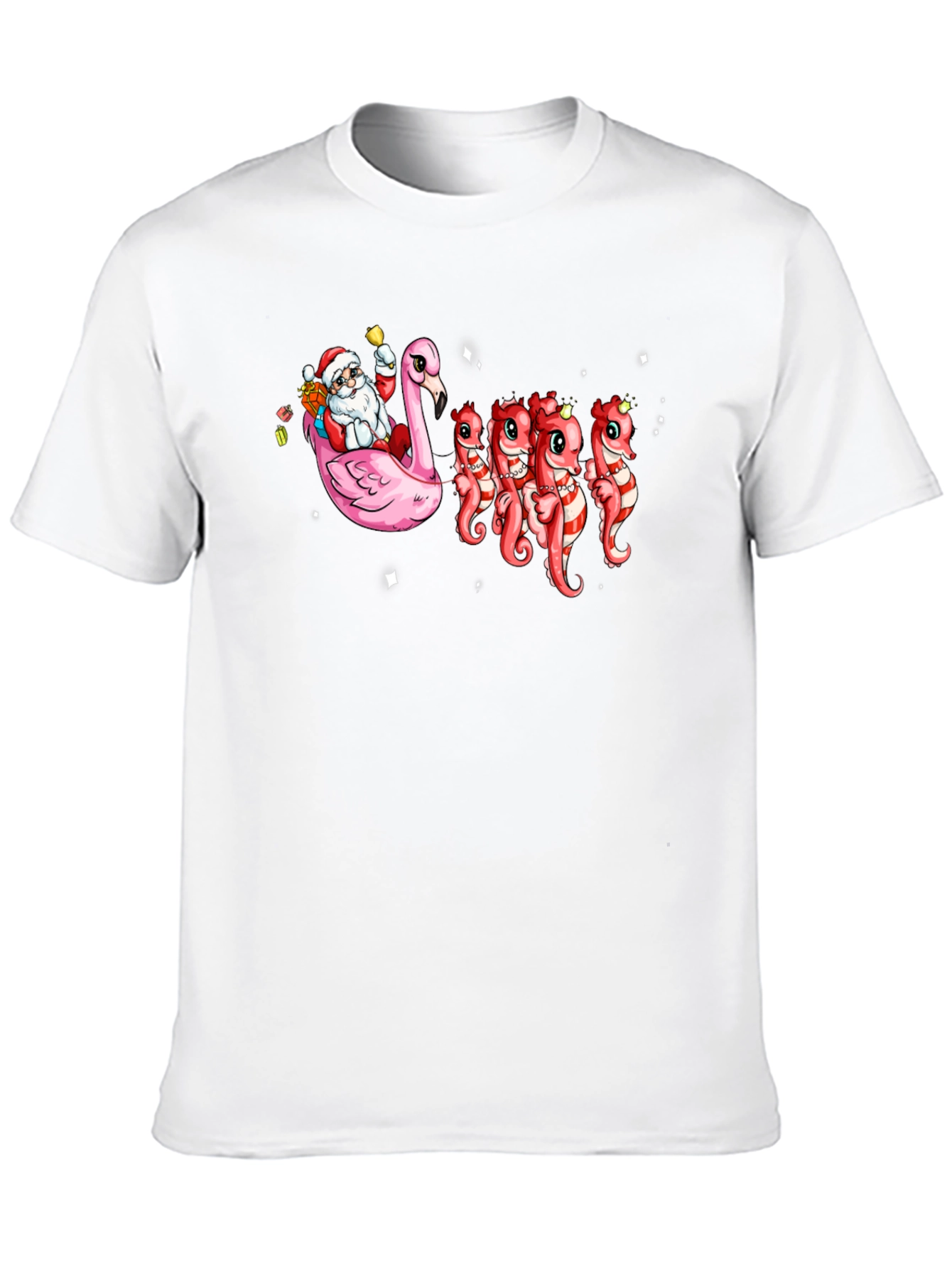 Santa Flamingo & Seahorse Christmas T-Shirt