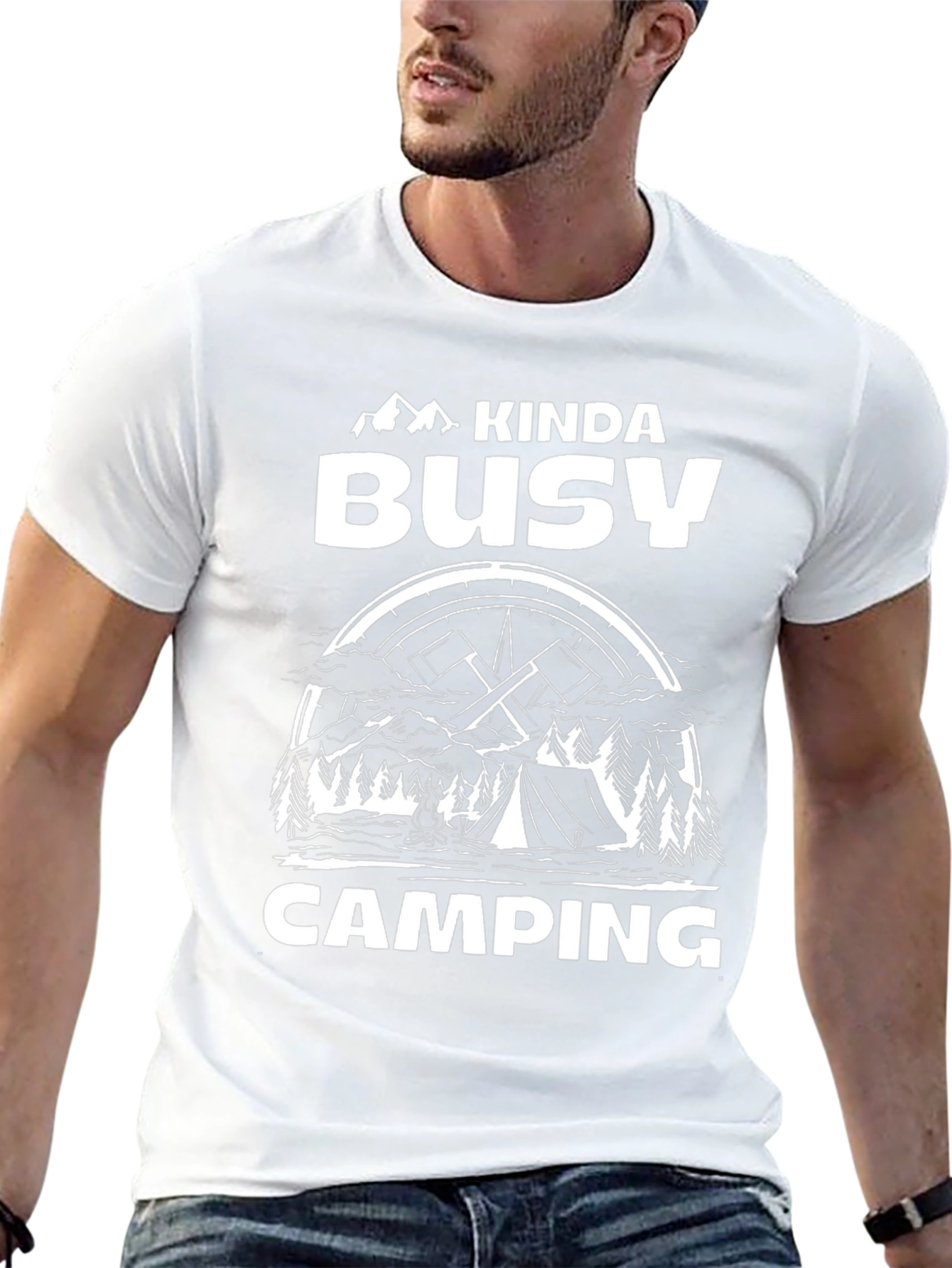 Kinda Busy Camping Black Graphic T-Shirt