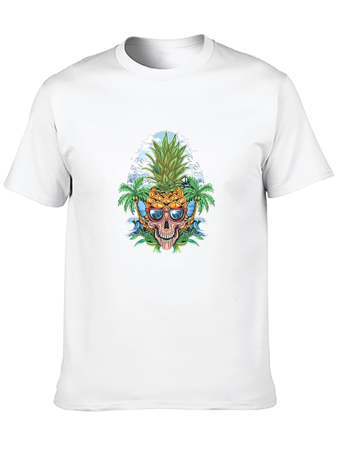 Pineapple Skull Graphic Tee - Tropical Vibes