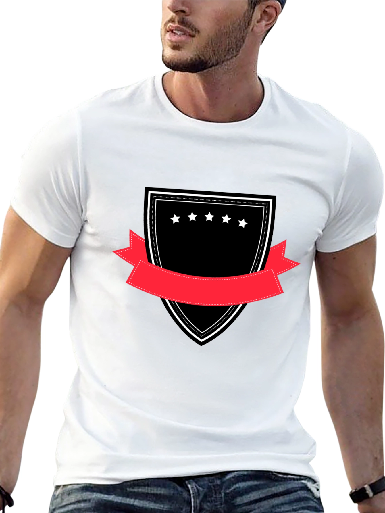 Embroidered Crest Graphic Tee - Black