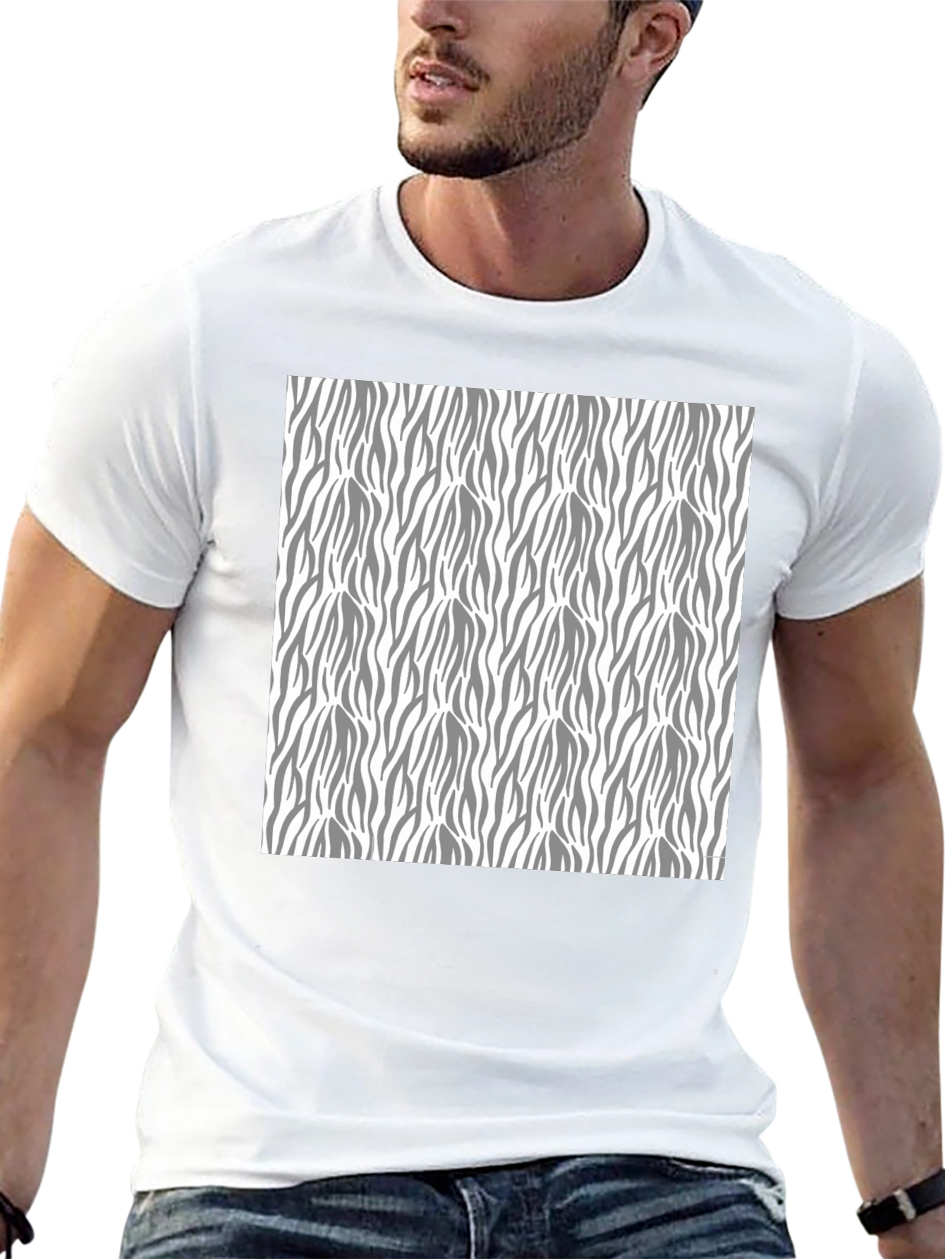 Stylish Black T-Shirt with Zebra Stripe Pattern
