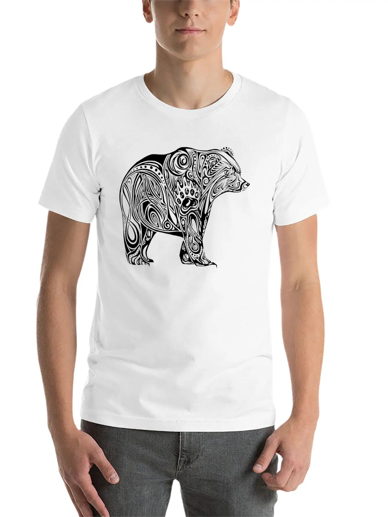 145 Tribal Bear Unisex Casual T-Shirt – Clean Design For Daily Comfort