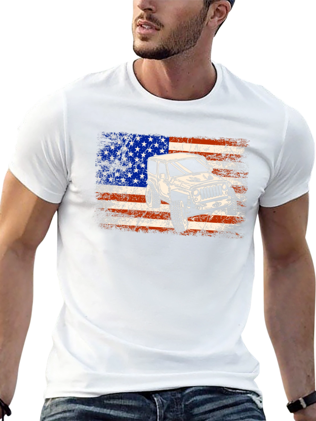 American Flag Jeep T-Shirt