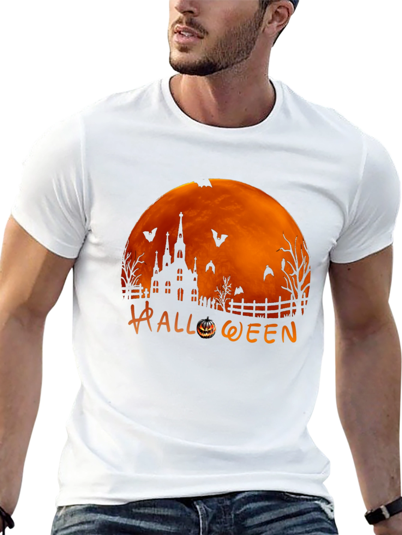 Halloween Themed Graphic Print T-Shirt
