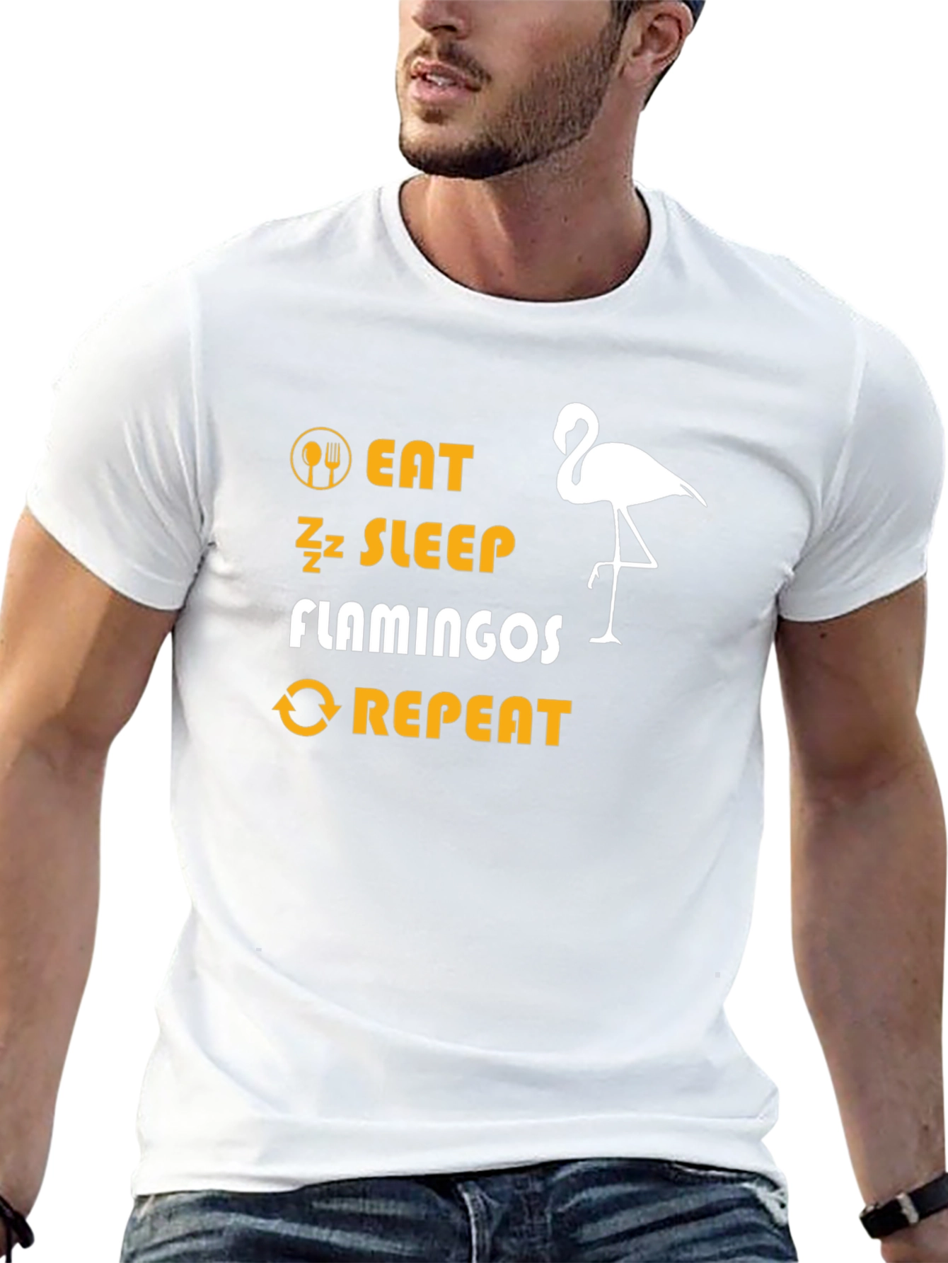 Eat Sleep Flamingos Repeat Black T-Shirt