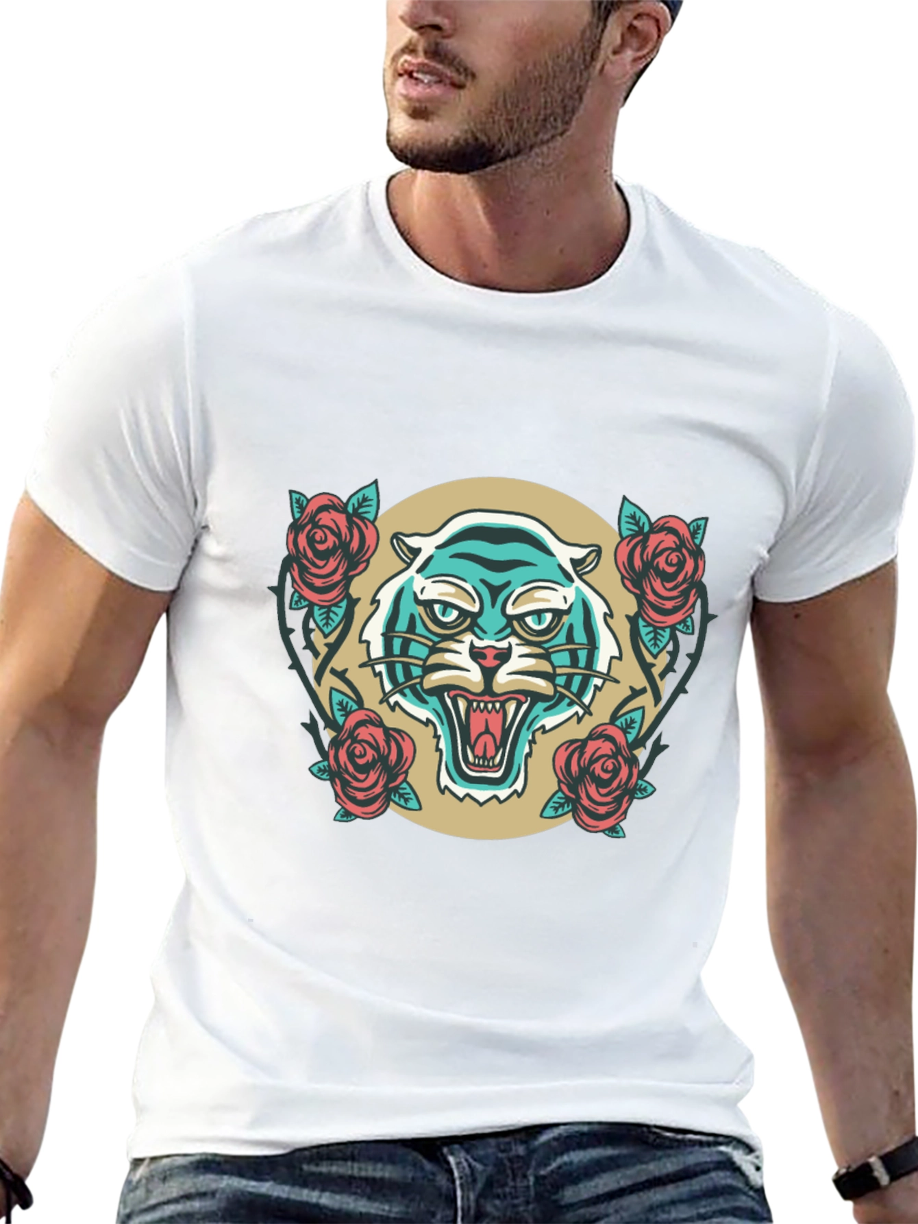 Tiger Rose Graphic Tee - Unique Design