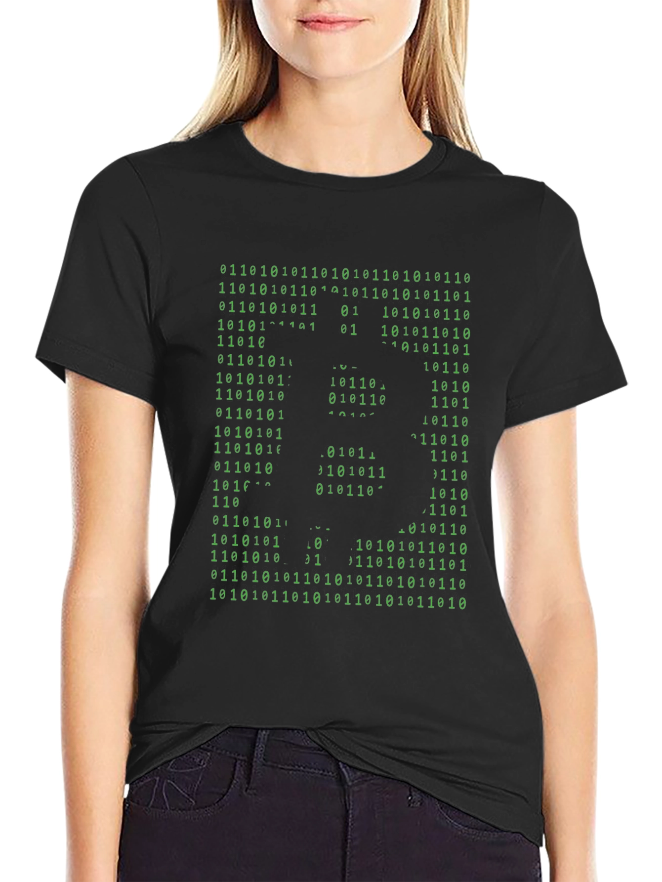 Binary Skull Graphic Tee - Hacker Style