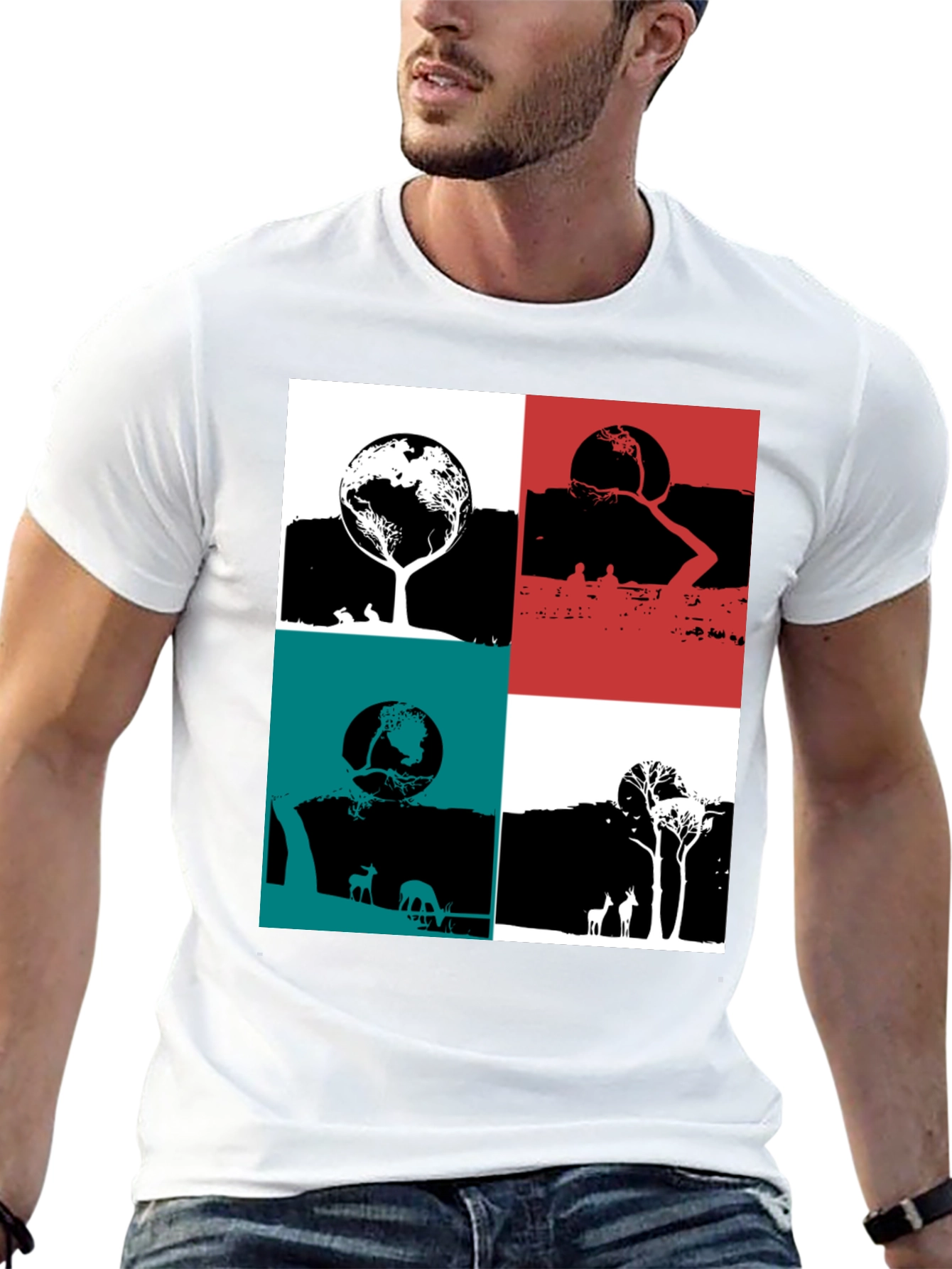 Nature Graphic Print Crew Neck T-Shirt