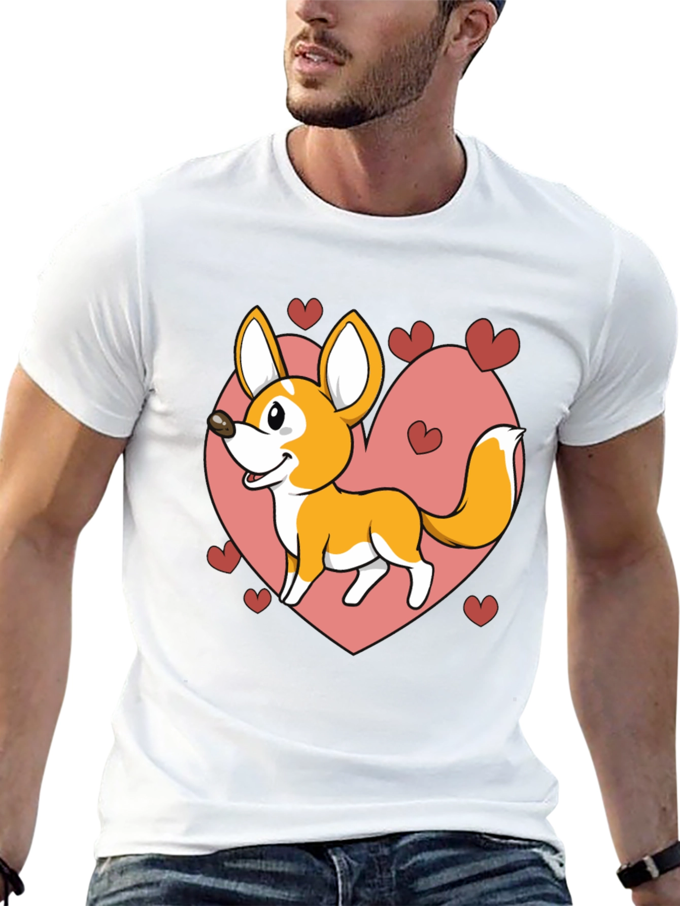 Cute Corgi Heart Graphic T-Shirt