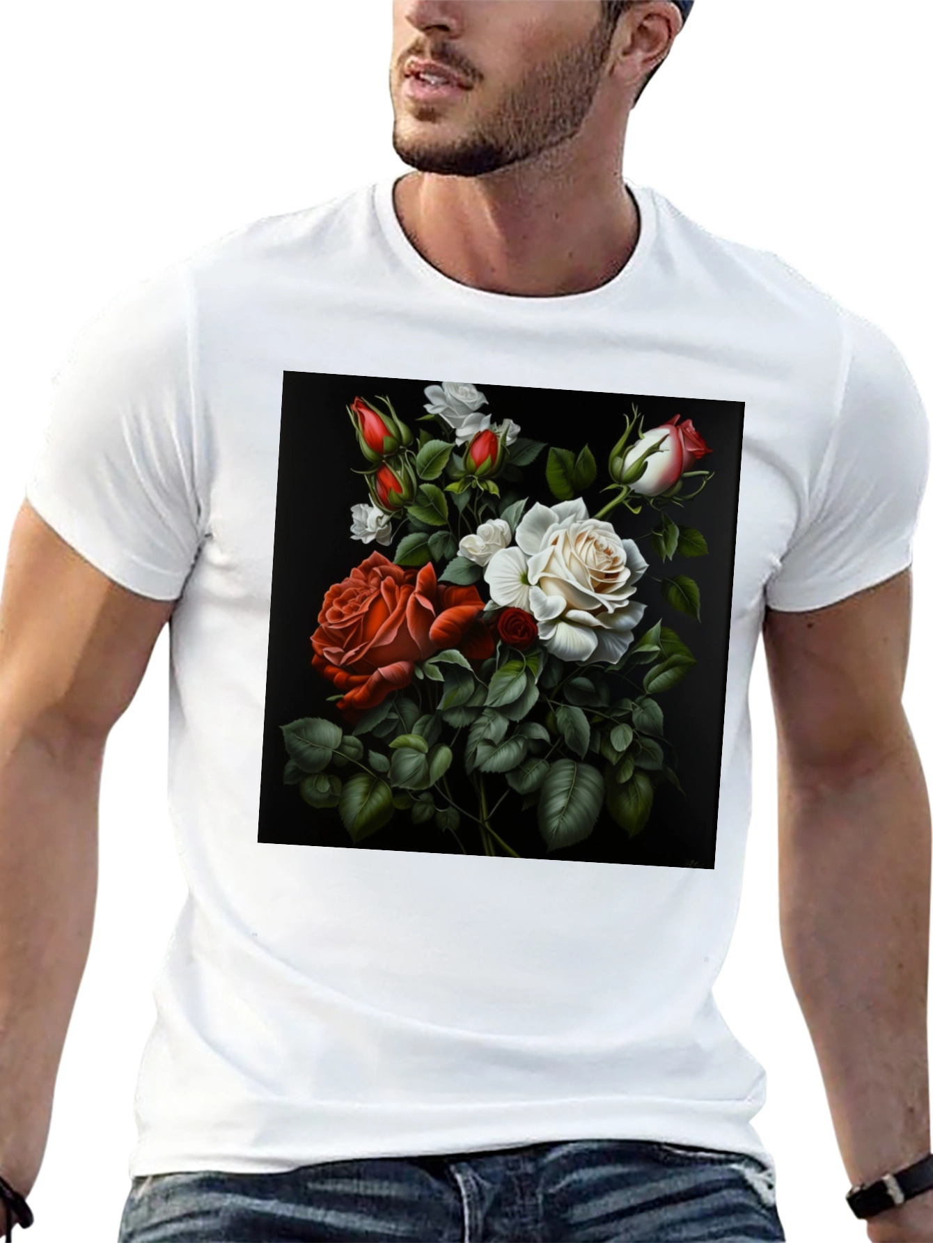 Floral Roses Graphic T-Shirt - Elegant Design