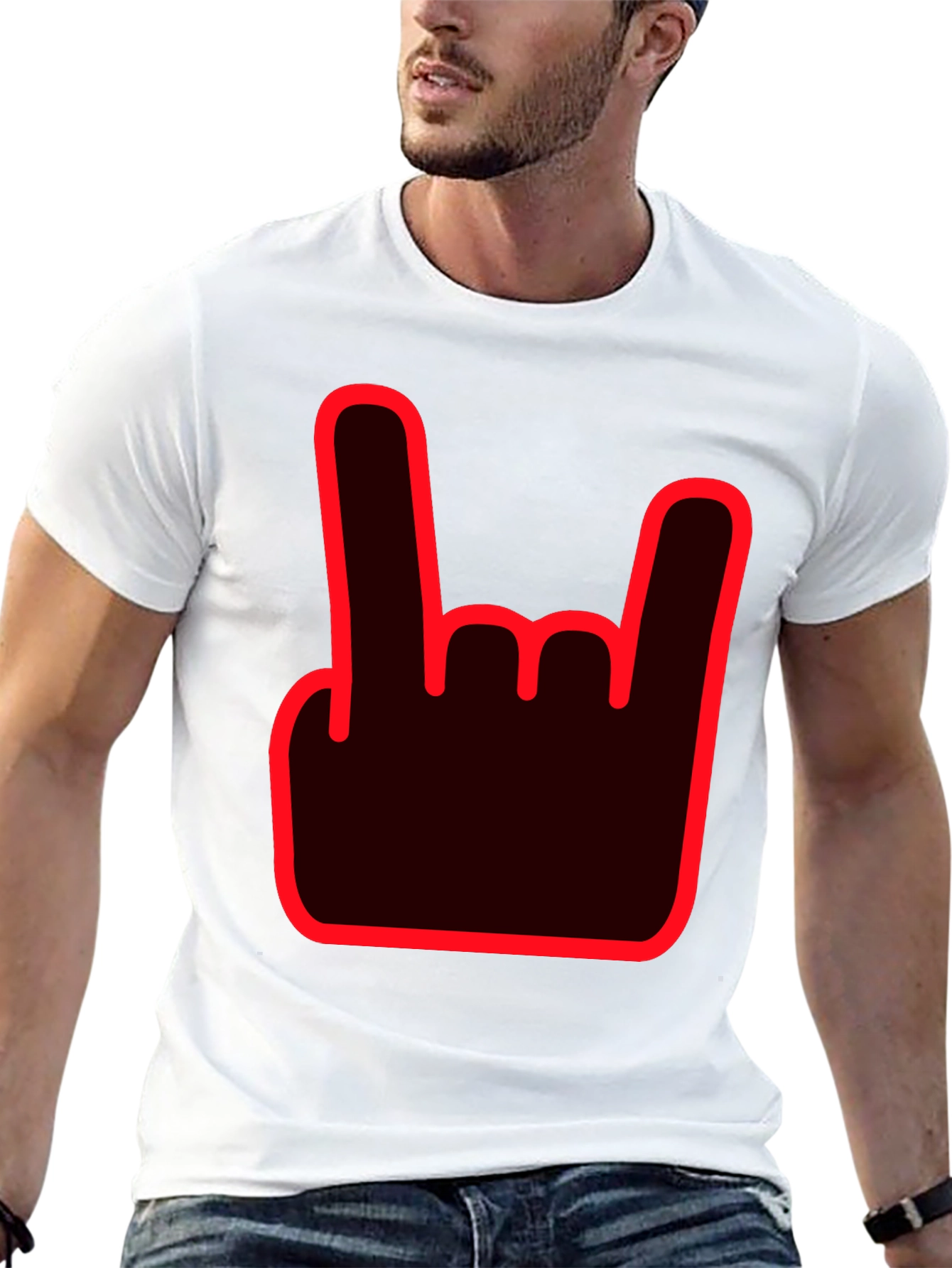 Rock On Hand Sign Black T-Shirt