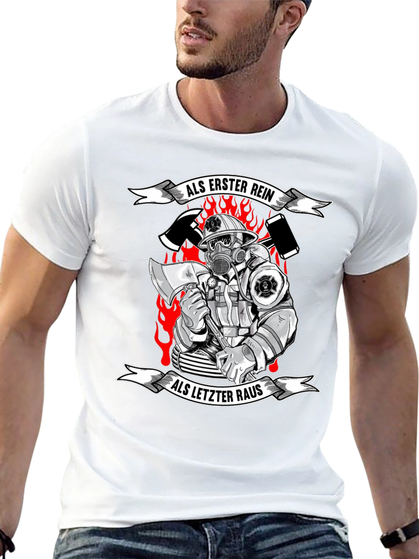 Firefighter T-Shirt - Als Erster Rein Als Letzter Raus