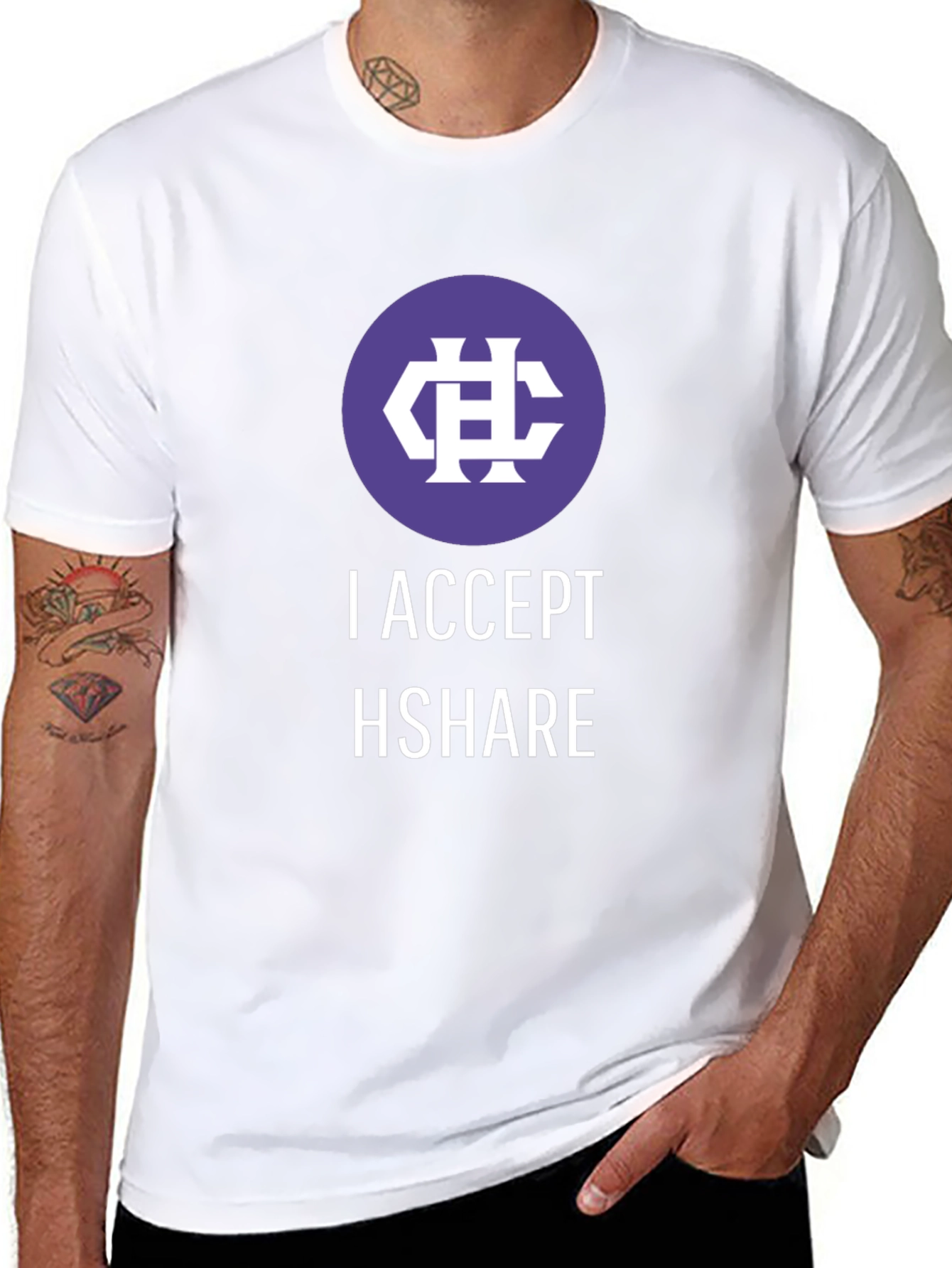 I Accept HShare Black T-Shirt - Crypto Currency