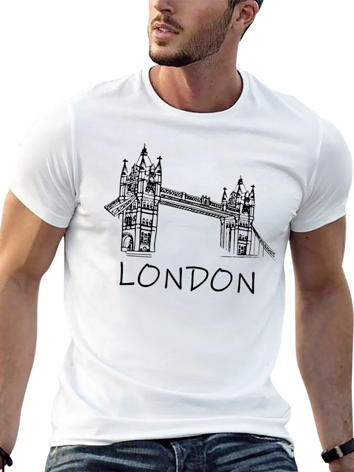 London Bridge Graphic Tee - Black Crew Neck