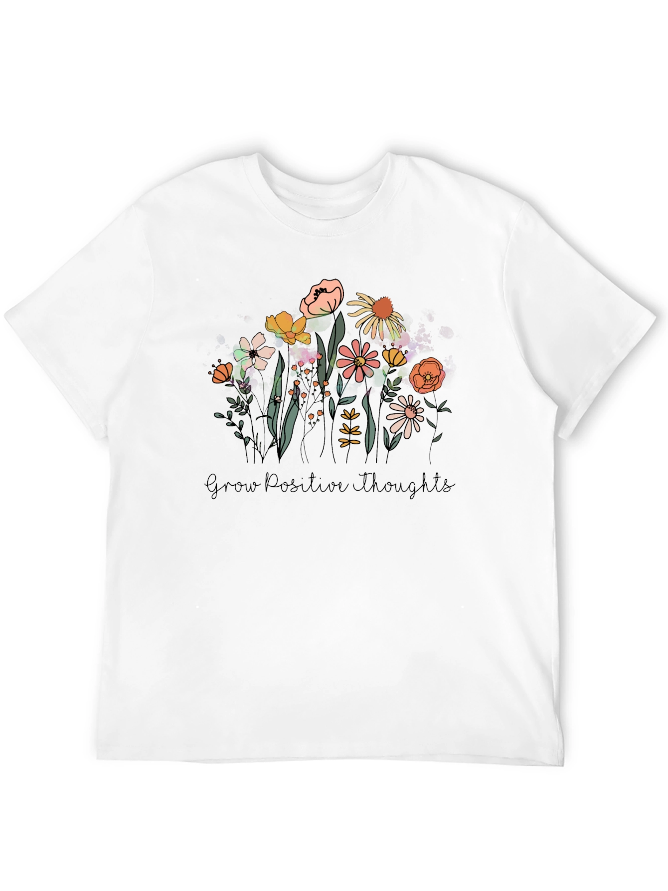 Floral Grow Positive Thoughts Graphic Tee