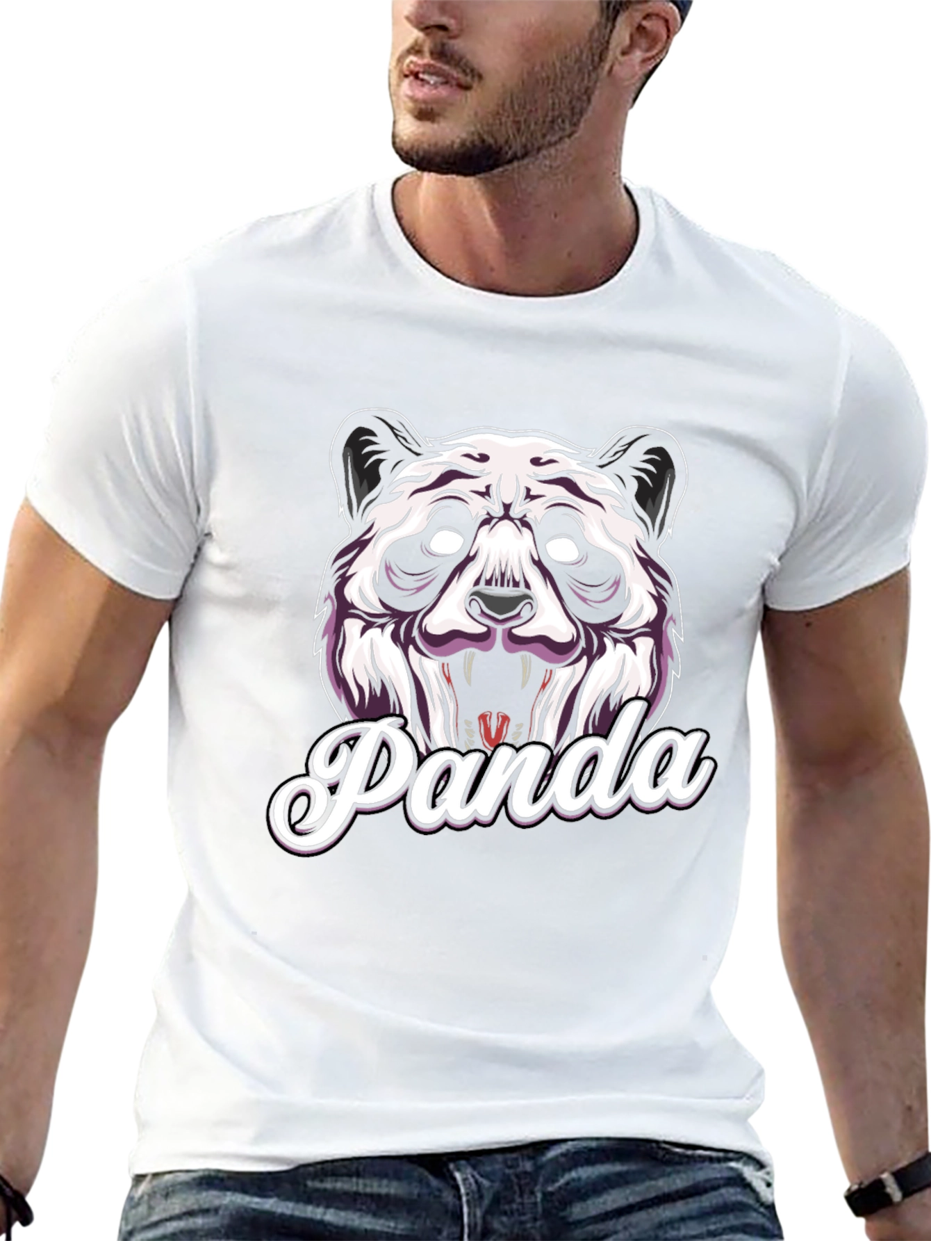 Mens Black Panda Graphic T-Shirt