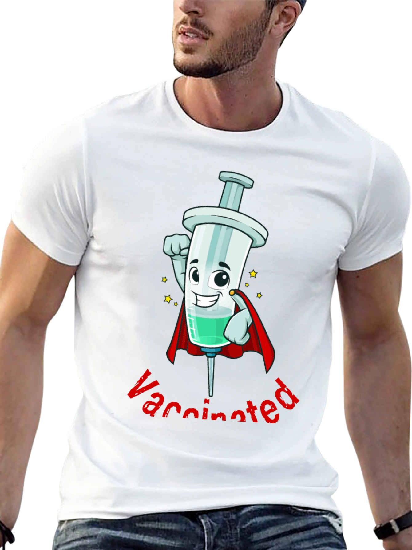 Vaccinated Hero Cartoon Syringe T-Shirt