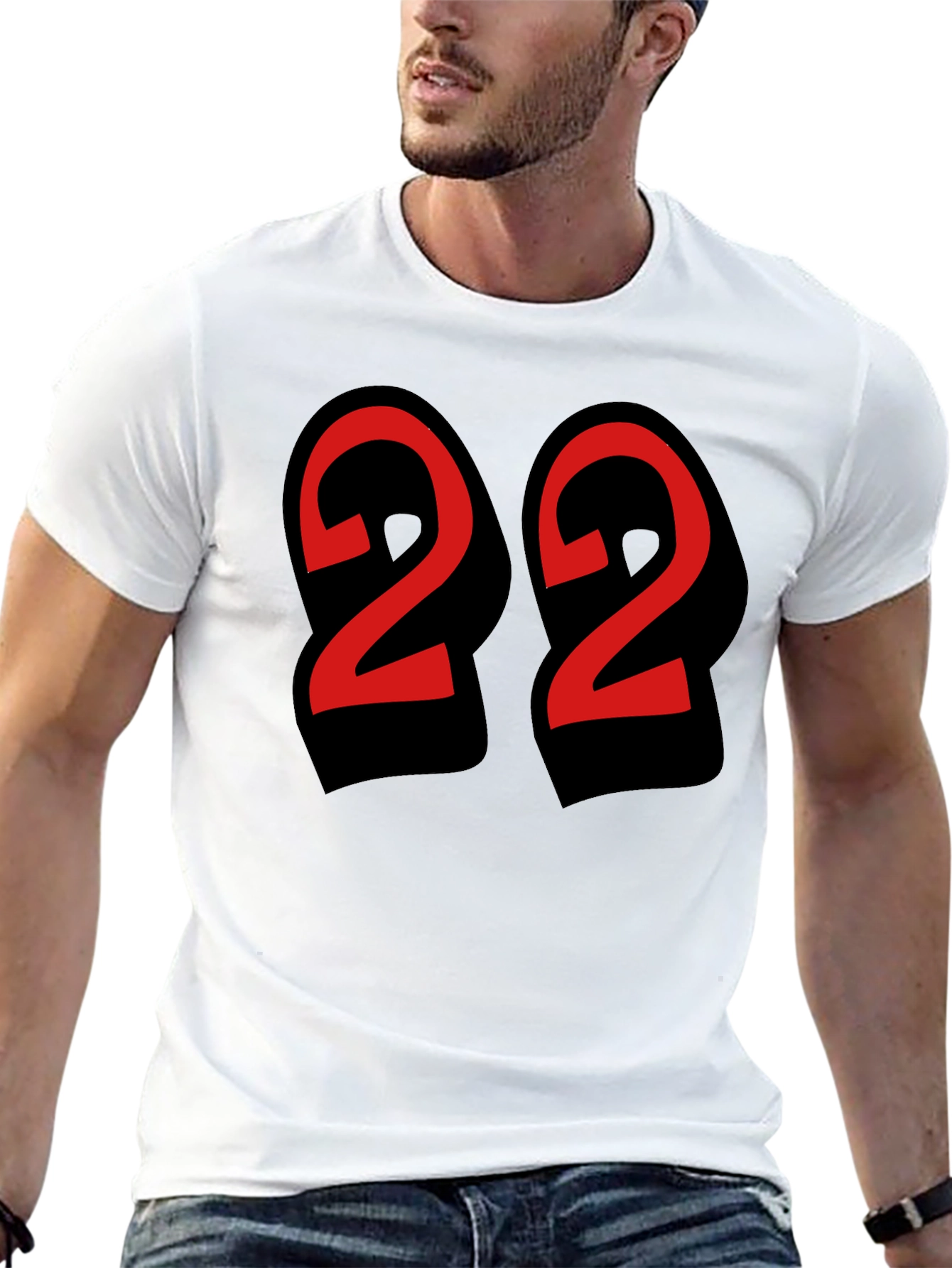 Bold Number 22 Graphic Tee - Black Cotton Blend