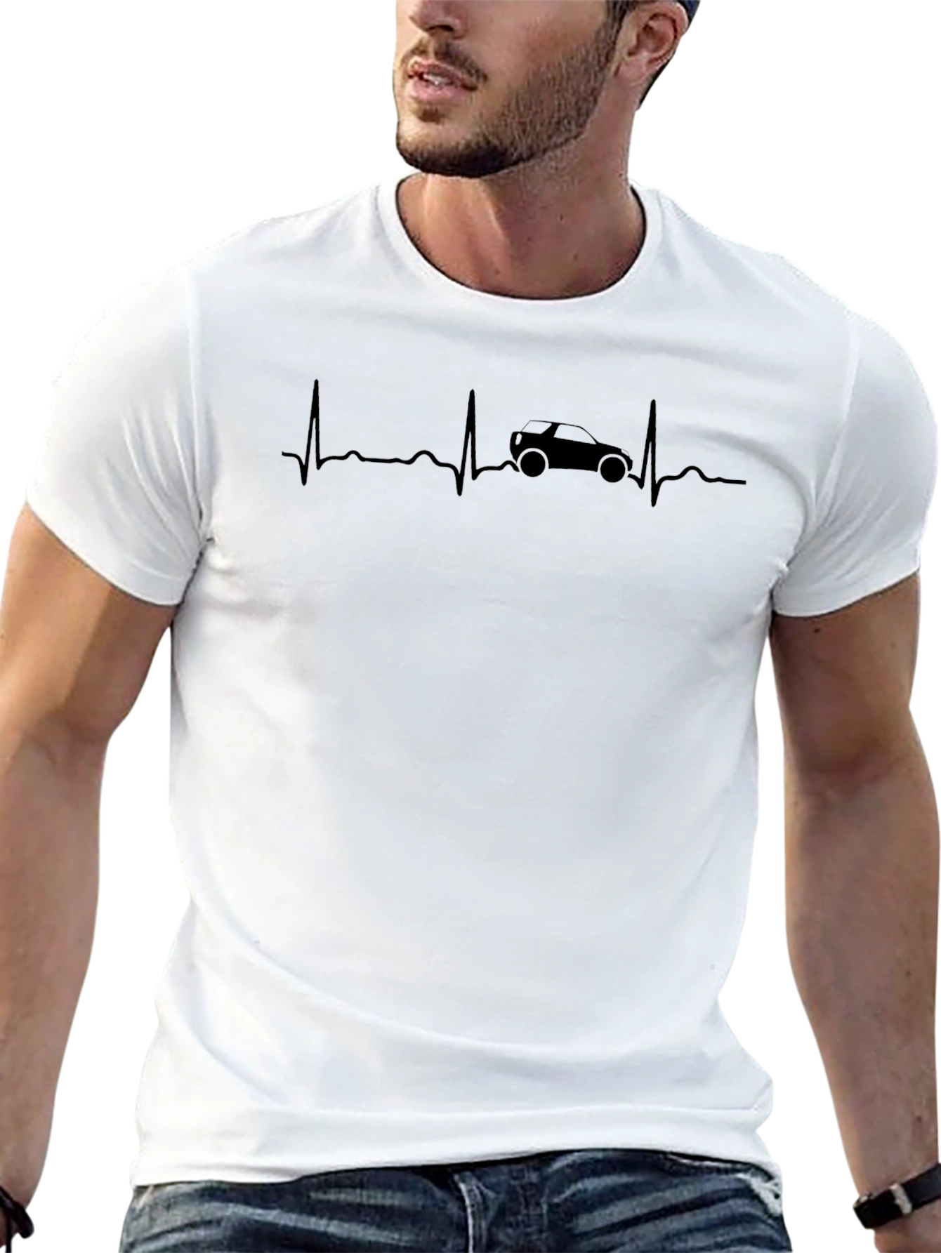 Car Heartbeat Graphic Tee - Black