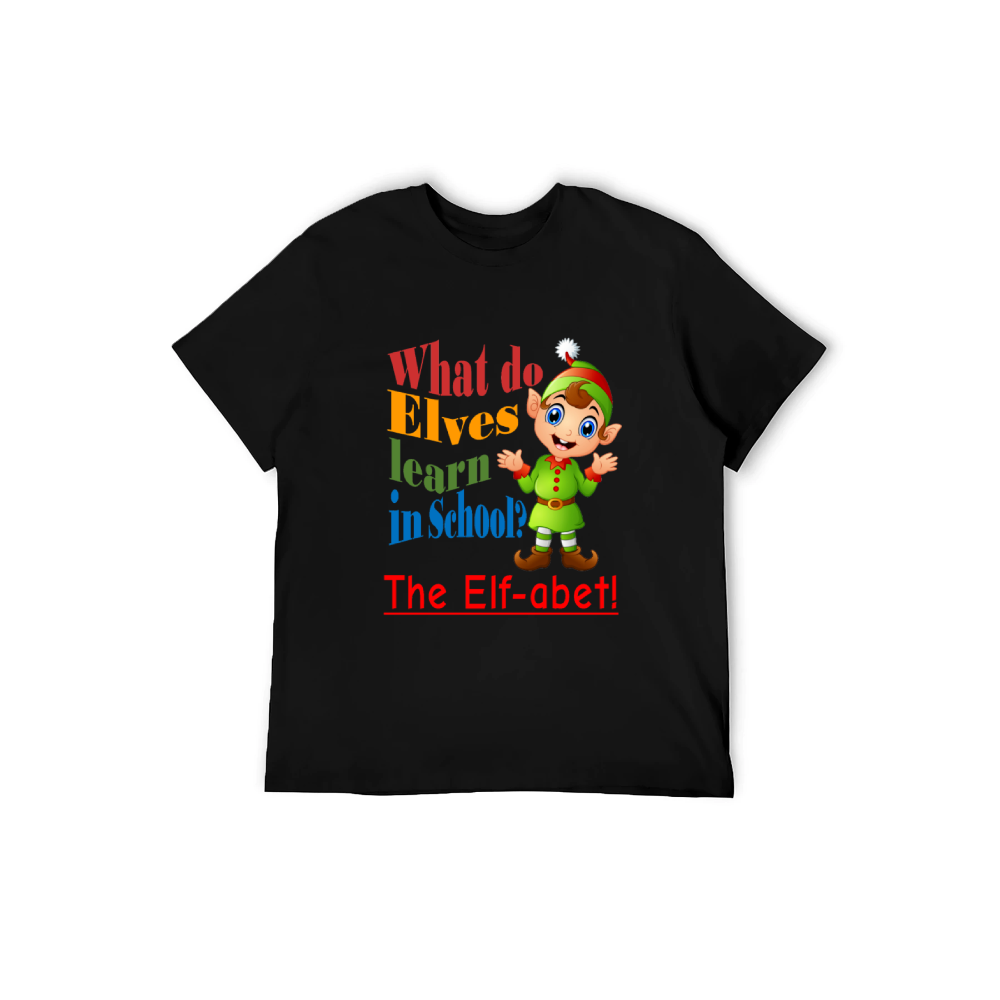 Whimsical "What Do Elves Learn in School?" Pun T-Shirt - 100% Cotton | Fun Christmas Gift | Cute Holiday Humor Tee