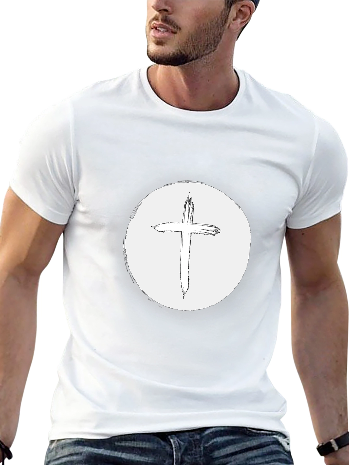Christian Cross Graphic Tee - Black