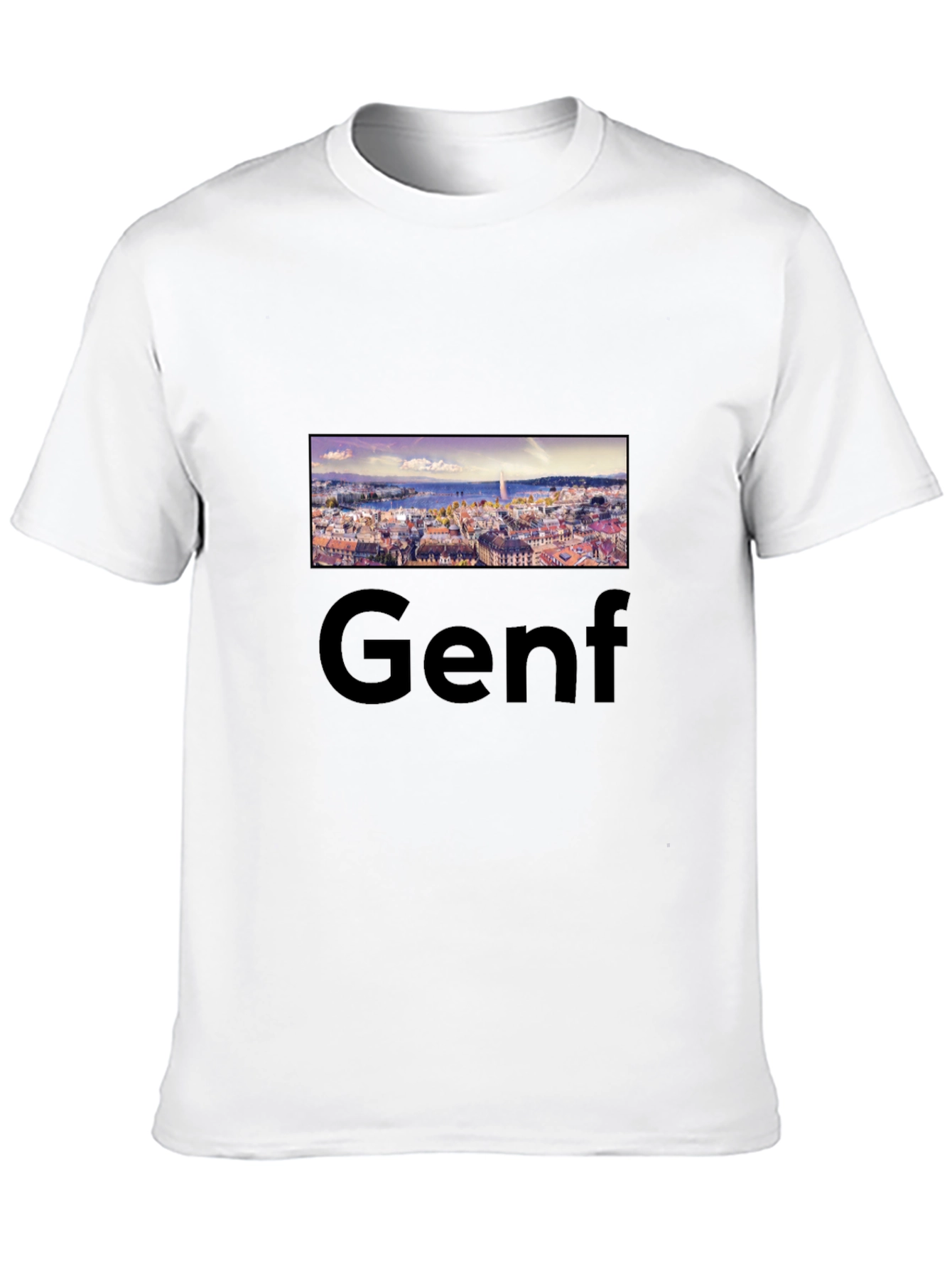 Geneva Skyline Black Tee - Cityscape T-Shirt