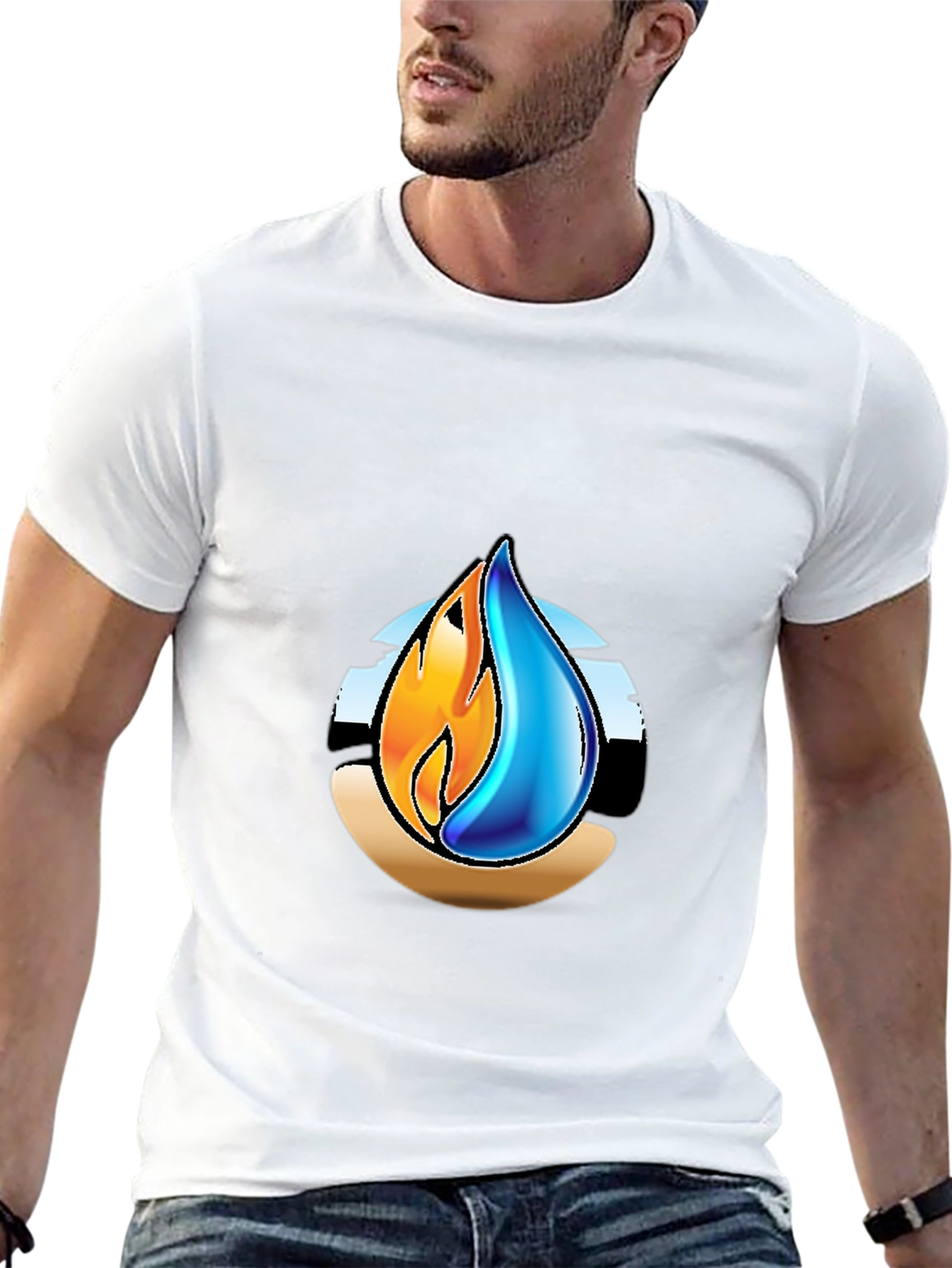 Fire & Water Graphic T-Shirt - Elemental Design