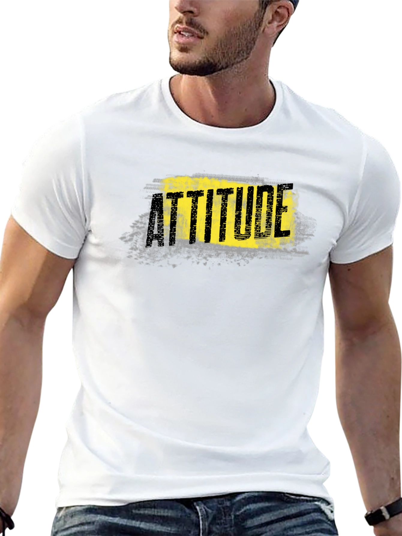 Attitude Graphic Print Black T-Shirt