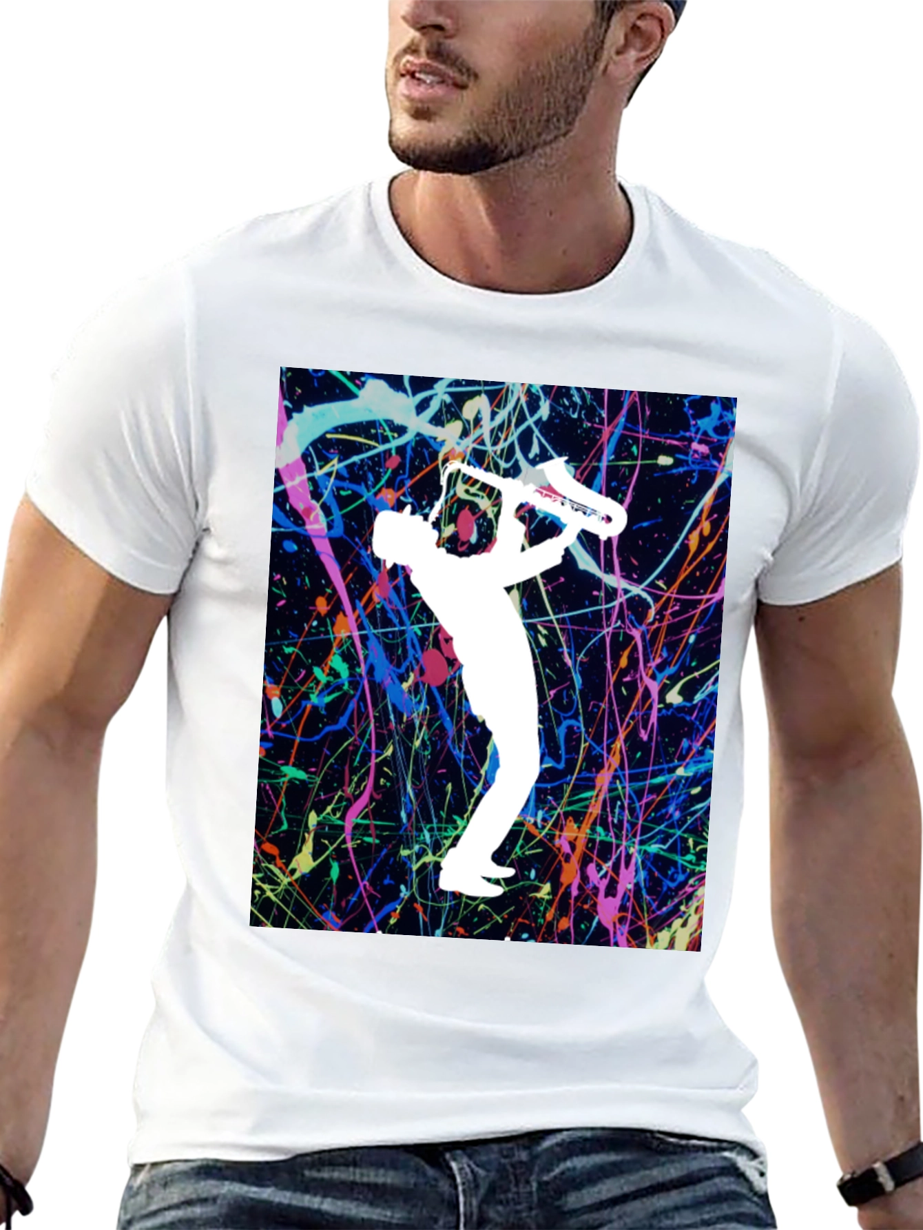 Abstract Saxophone Graphic T-Shirt