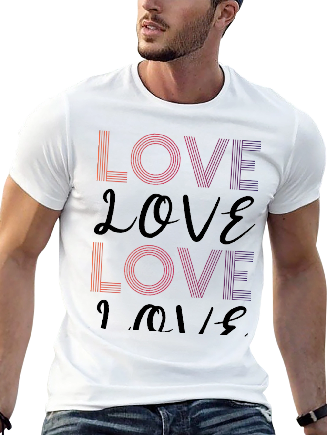 Retro Love T-Shirt - Stylish Gradient Design