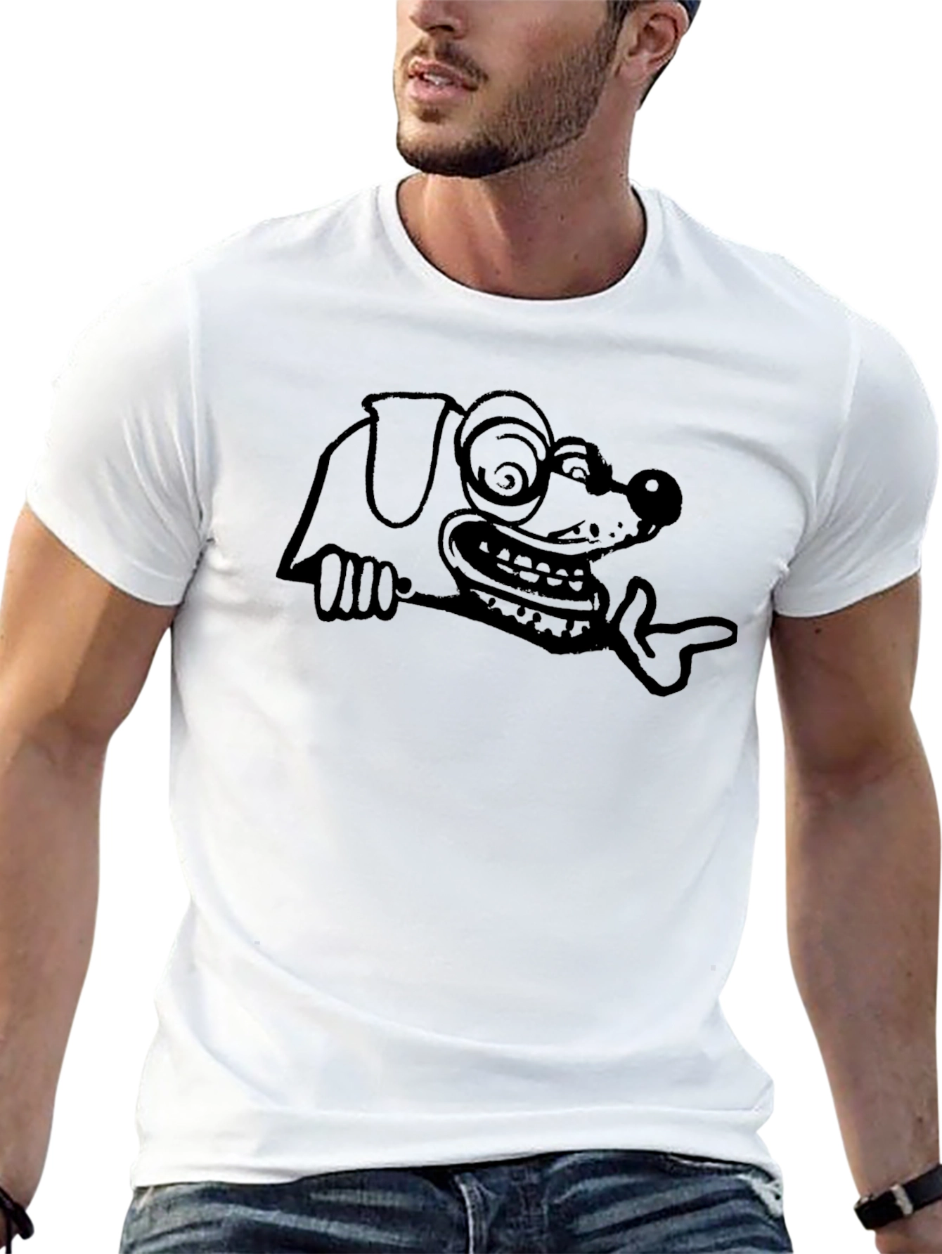 Crazy Dog Graphic Tee - Black Short Sleeve