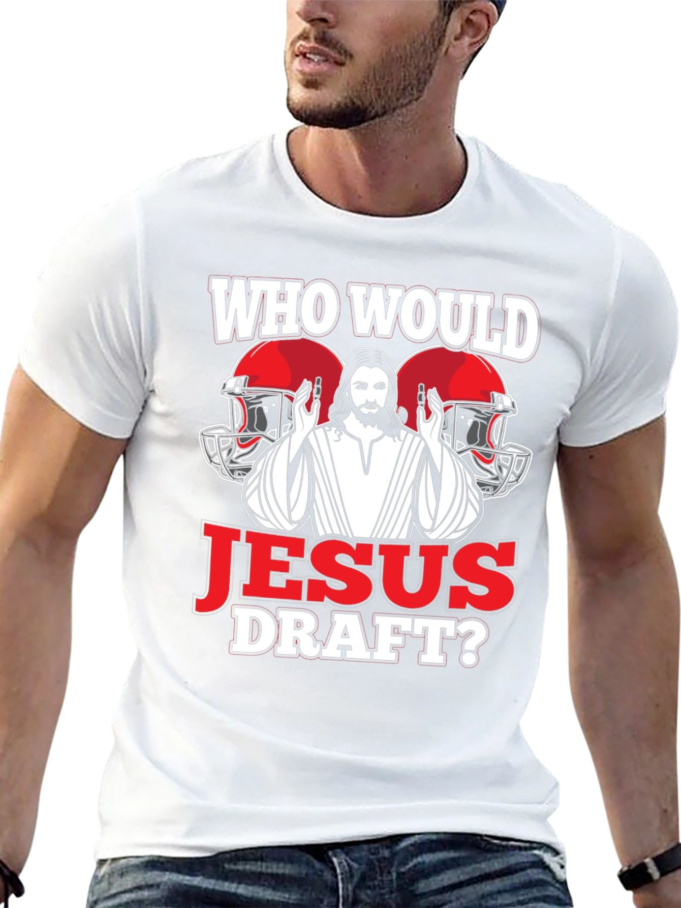 Who Would Jesus Draft Football T-Shirt