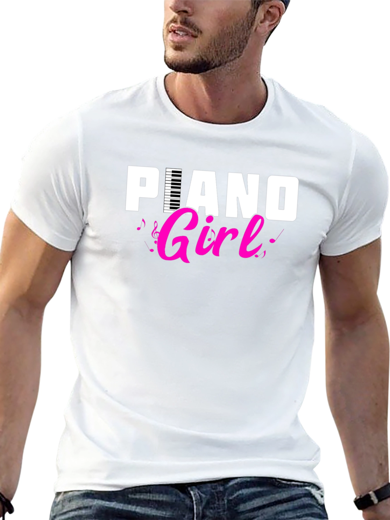 Piano Girl Black T-Shirt - Music Lover Tee