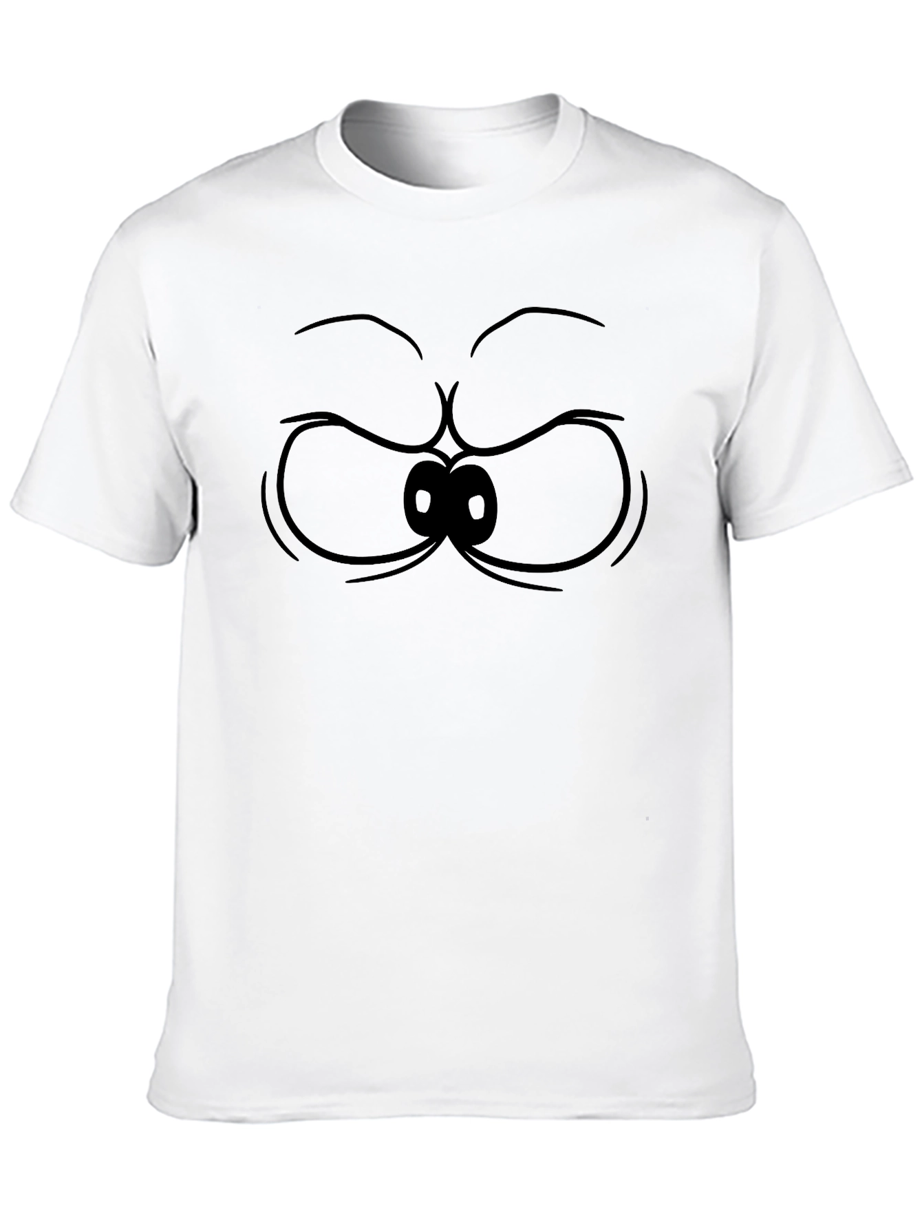 Grumpy Cartoon Eyes Black T-Shirt