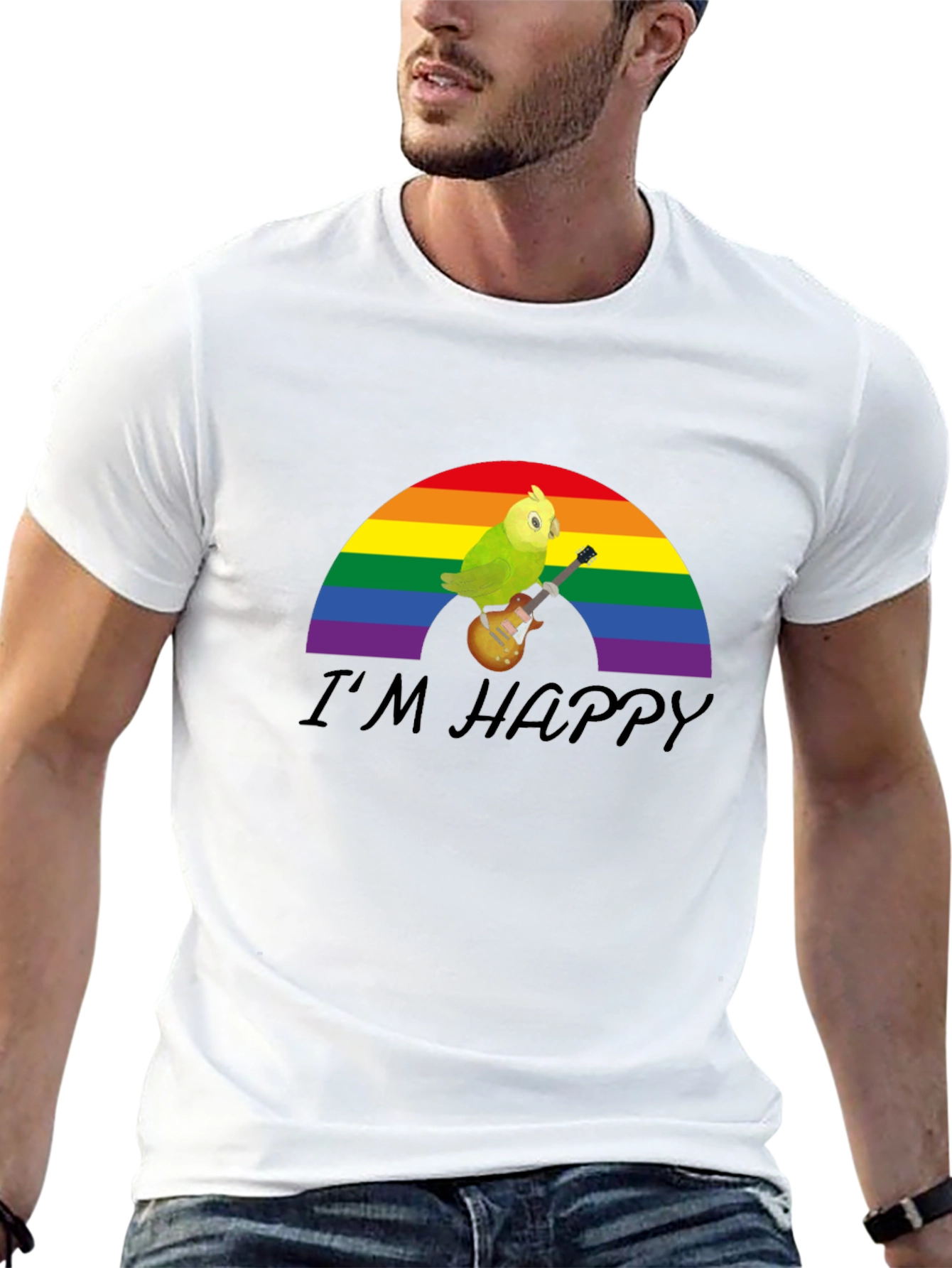 Im Happy Rainbow Parrot Guitar T-Shirt